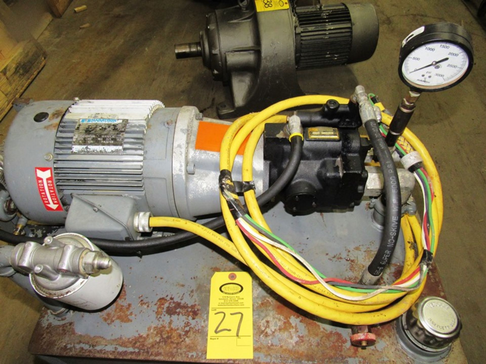 Hydraulic Power Pack, 18" W X 28" L X 12" D reservoir, 3 h.p. motor on Parker pump - Bild 3 aus 3