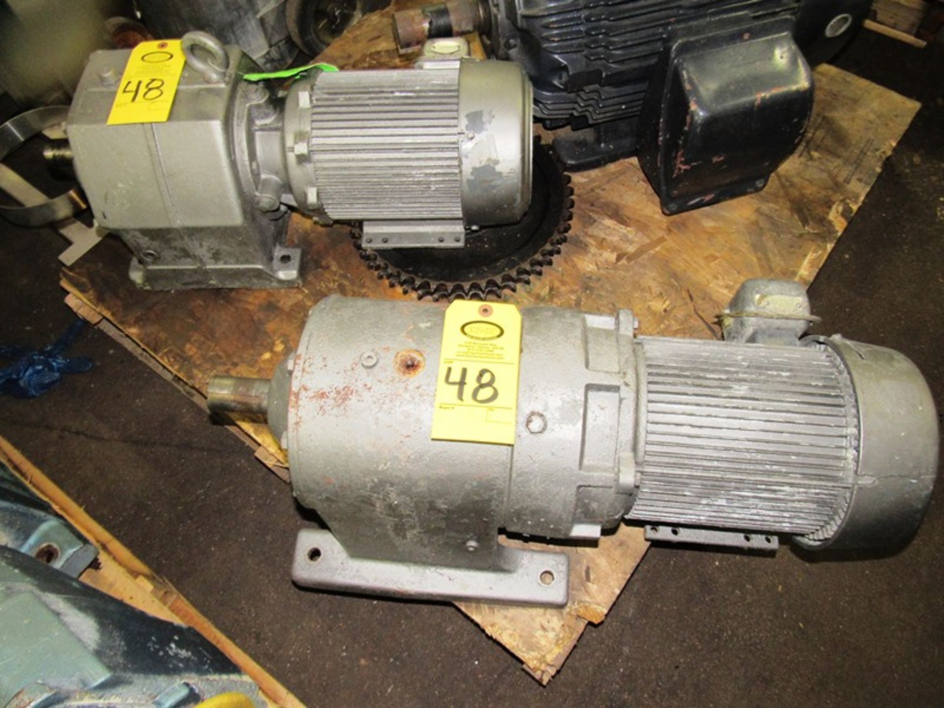 Lot (1) Motor/Gearbox, 5 h.p., 1760 RPM, 230/460 volts & (1) Motor/Gearbox, 5 h.p., 1745 RPM, 230/