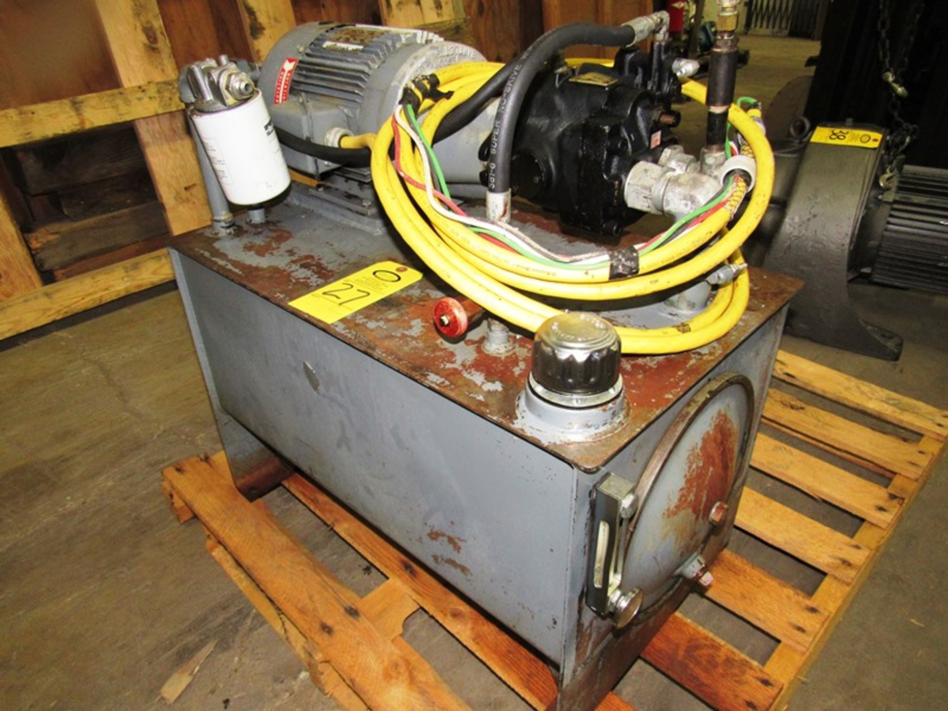 Hydraulic Power Pack, 18" W X 28" L X 12" D reservoir, 3 h.p. motor on Parker pump