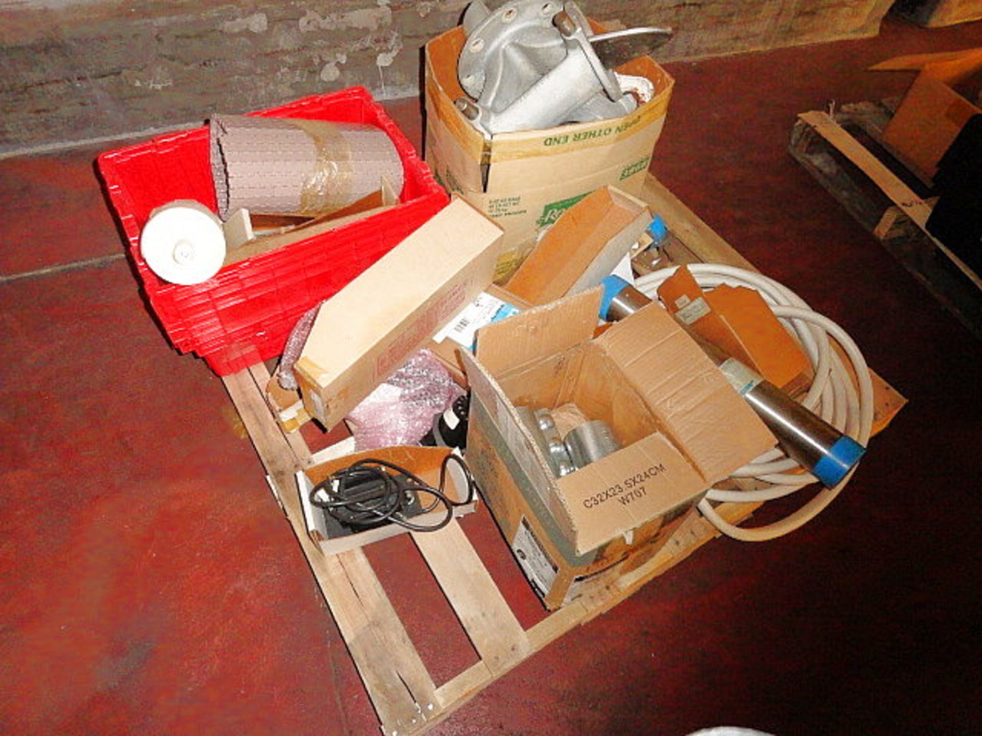 Pallet of Miscellanous Parts, Gasket Material, etc., ($20.00 Required Loading Fee- Rigger: