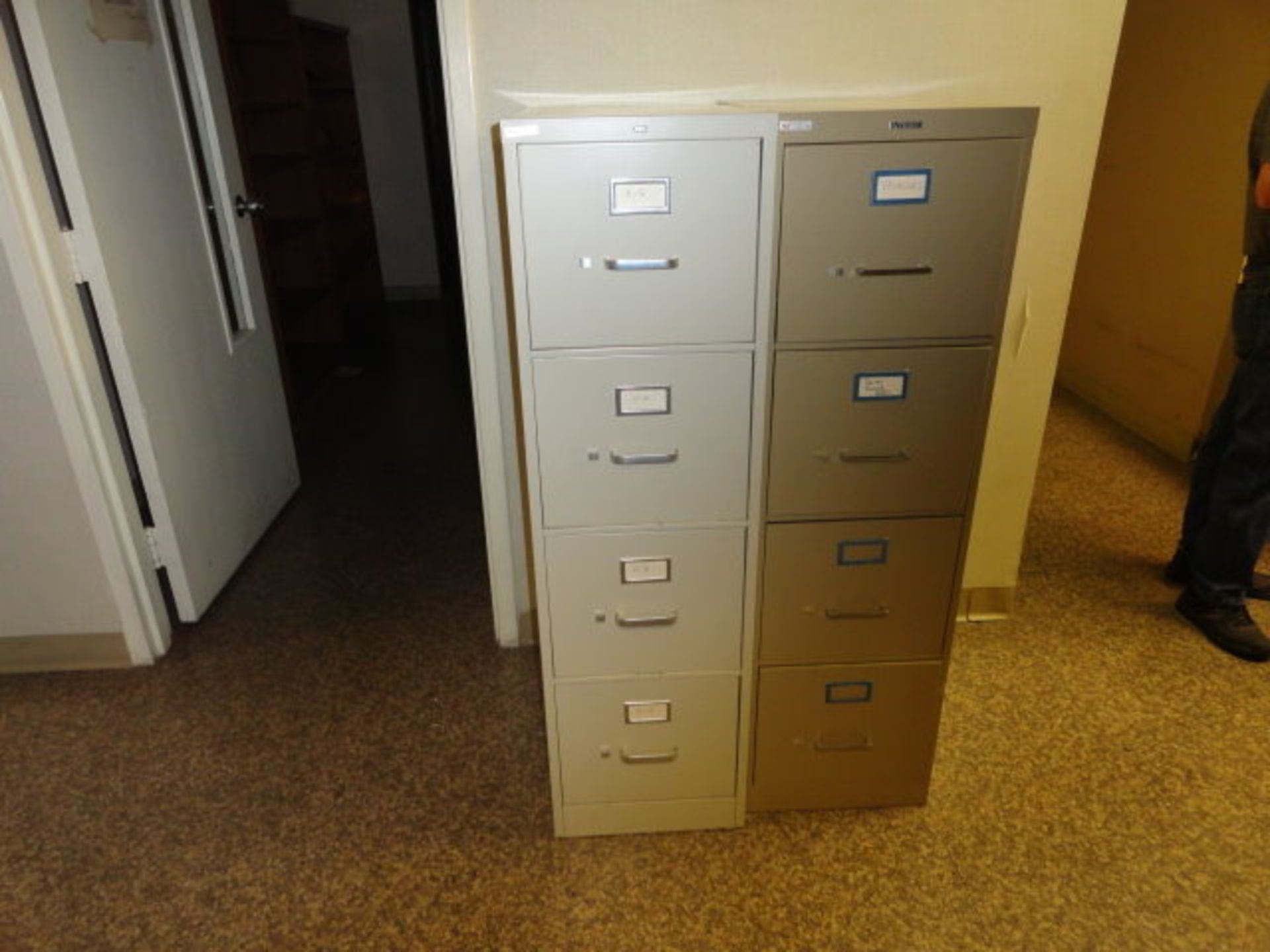 Office Furniture: (3) 5 Shelf File Cabinets with roll up door, (1) 6' Table, (1) 8' Table, (2) 4 - Image 4 of 5