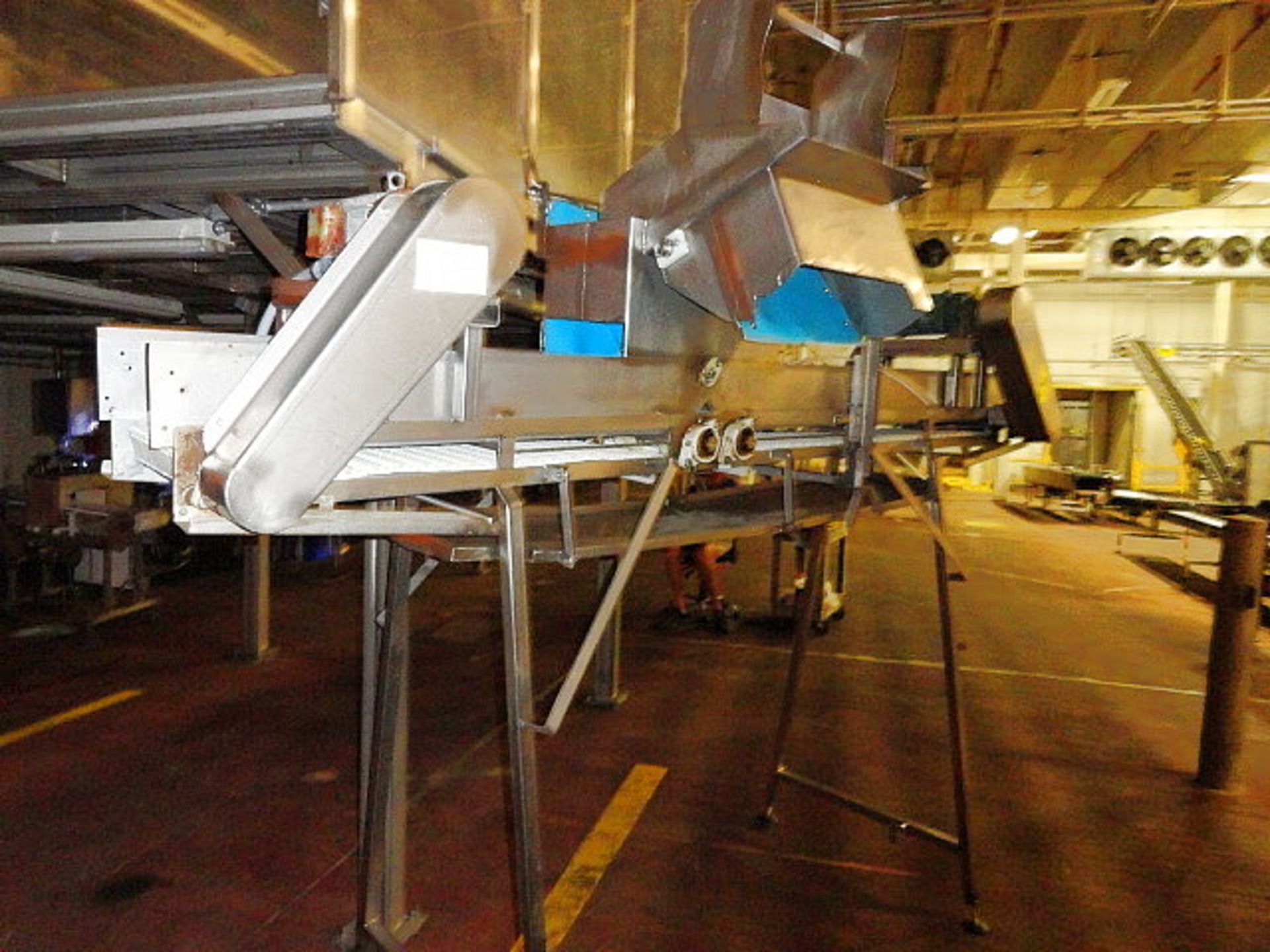 Stainless Steel Plastic Belt Conveyor, 12" w x 10' long, 68" high with center feed, ($60.00 Required - Image 3 of 3