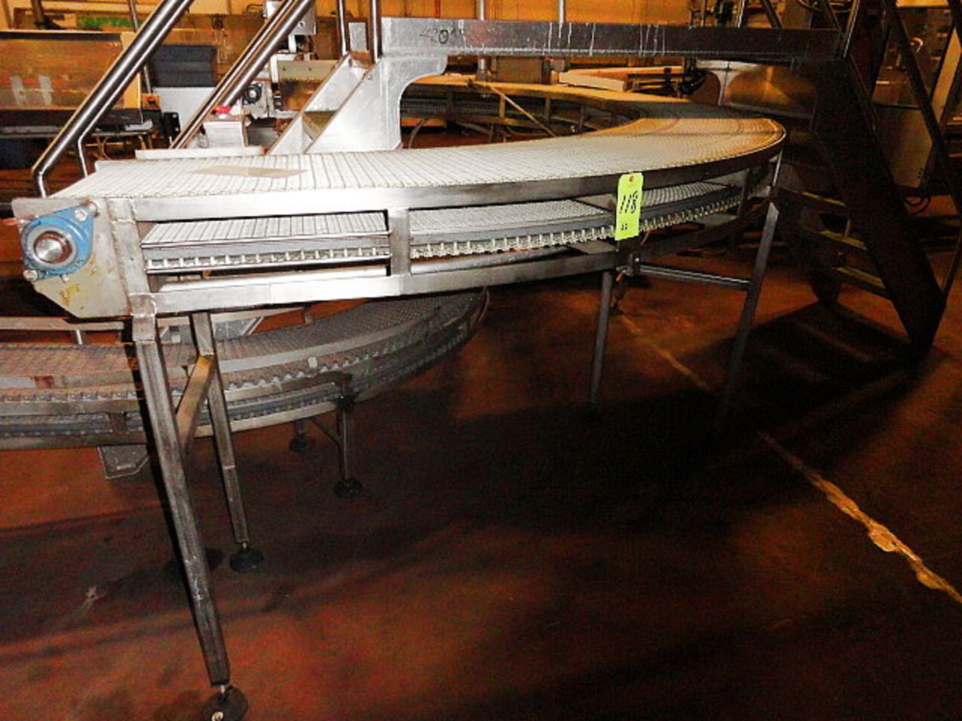 180º Stainless Steel Turn Conveyor, 18" wide x 12' radius, 47" high, ($150.00 Required Loading