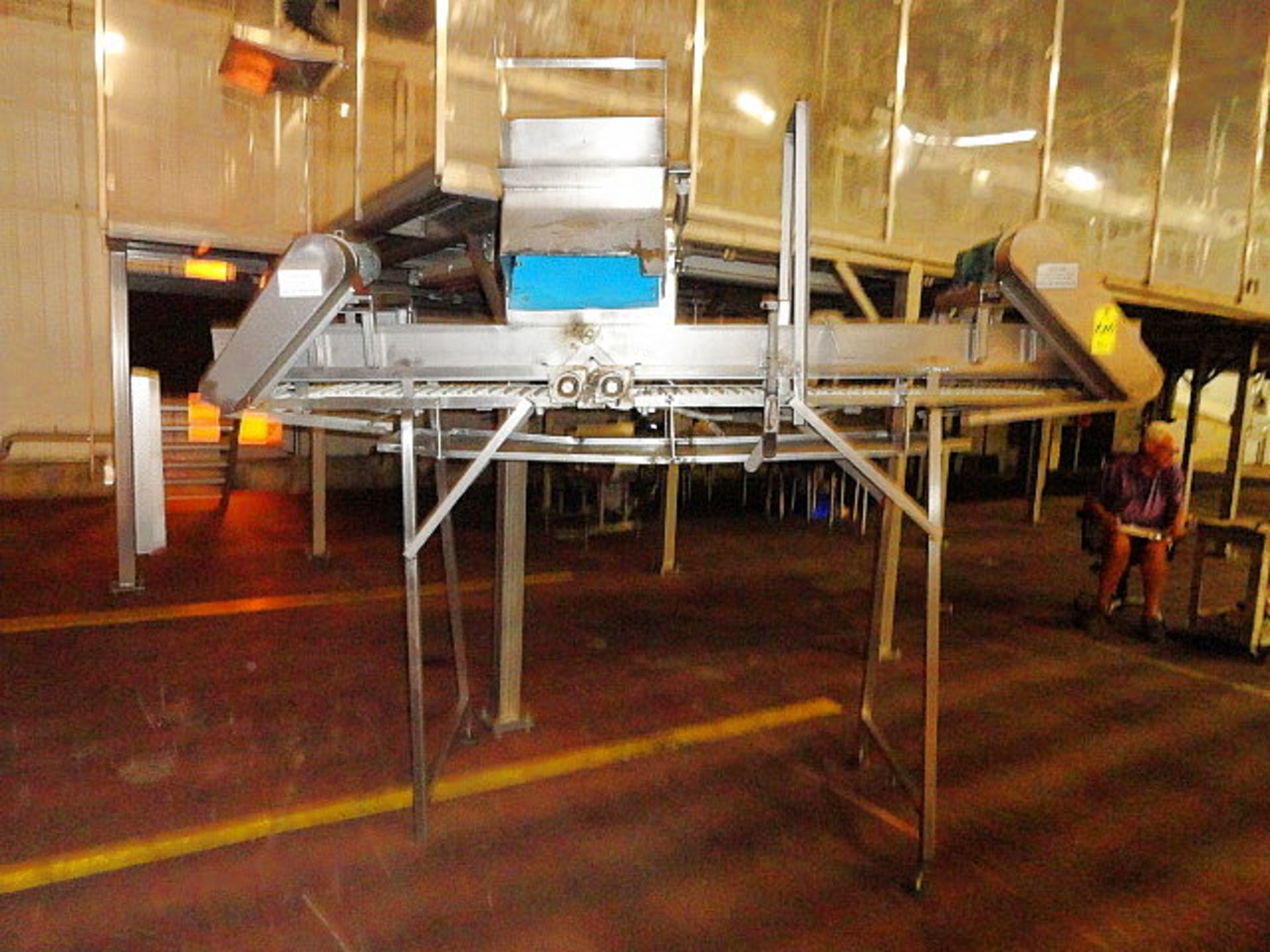 Stainless Steel Plastic Belt Conveyor, 12" w x 10' long, 68" high with center feed, ($60.00 Required - Image 2 of 3