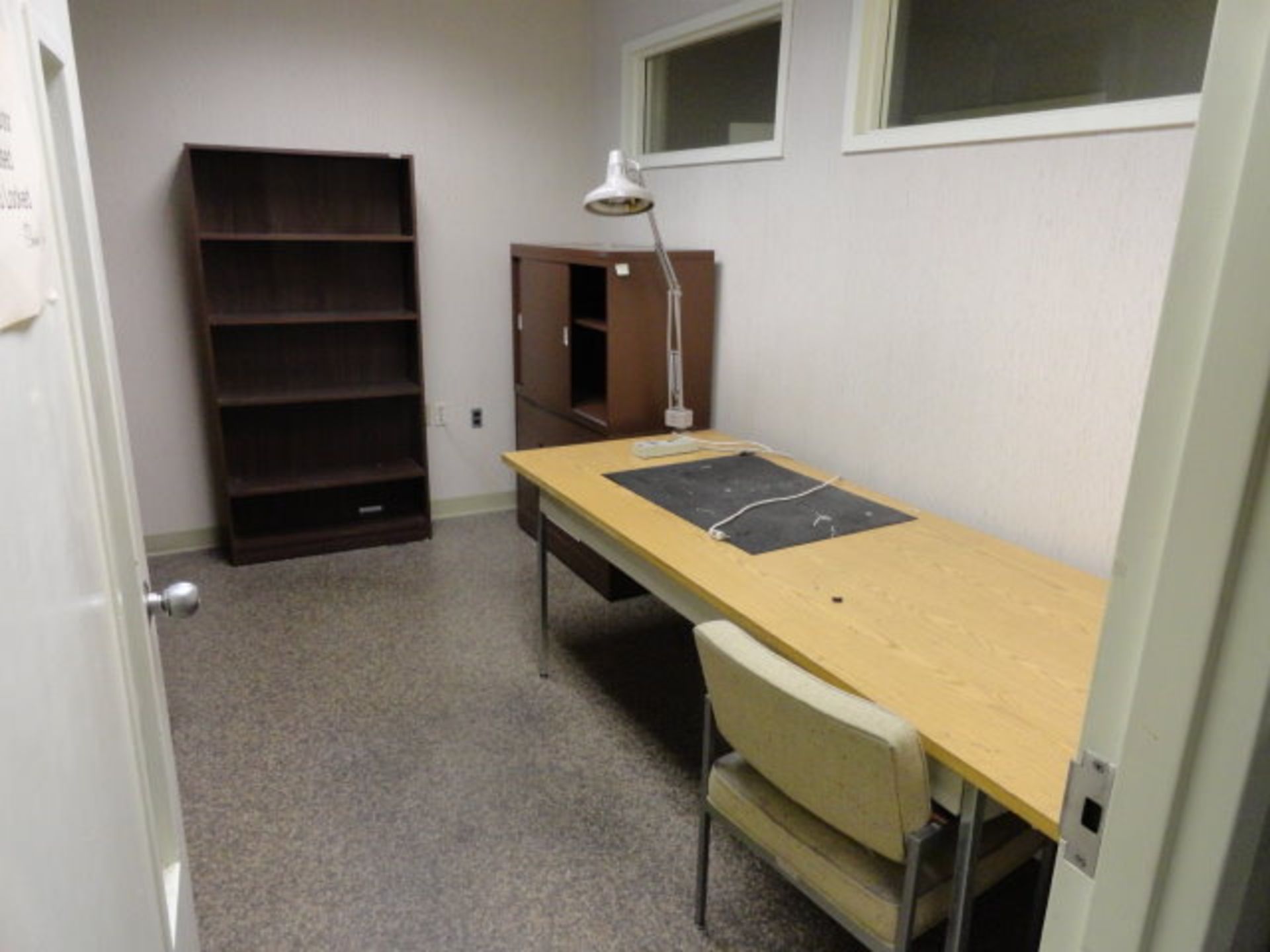 Office Furniture: 8' Table, Chair, (3 ) Bookcases, (1) File Cabinet, (1) Drafters Lamp, ($240.00