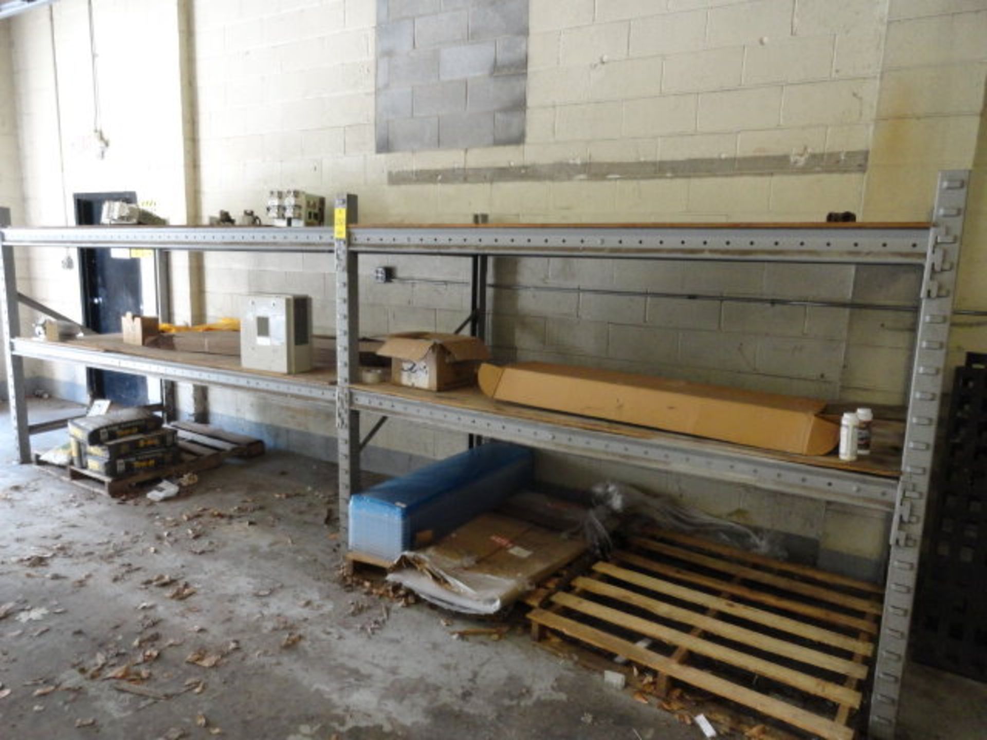 (2) Sections of Racking: Contents & Racking 8' sections, Stainless Steel Table, all located in