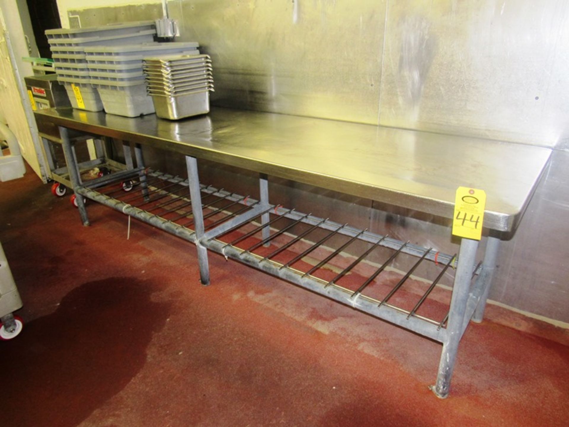 Stainless Steel Table, 32" W X 116" L X 34" T with mild steel legs