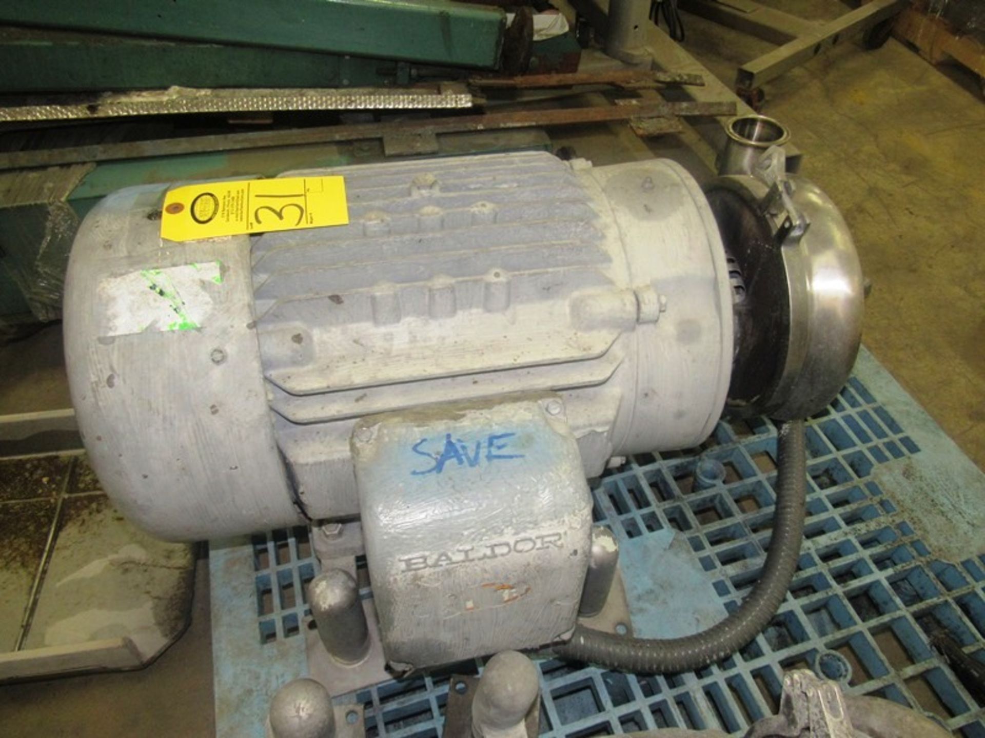 Tri Clover Stainless Steel Centrifugal Pump, 2 1/2" inlet, 4" outlet, on Baldor motor - Image 2 of 2