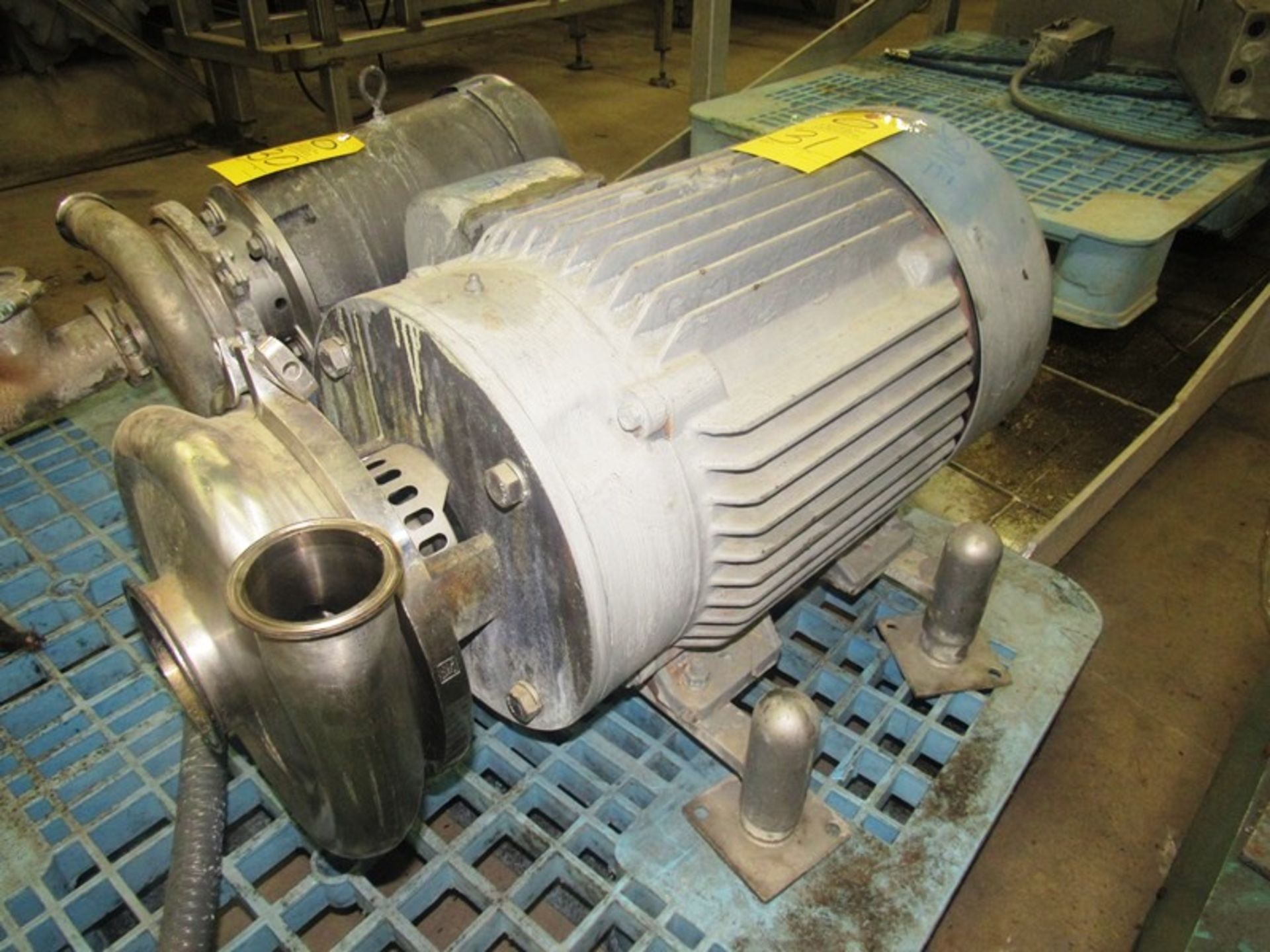 Tri Clover Stainless Steel Centrifugal Pump, 2 1/2" inlet, 4" outlet, on Baldor motor