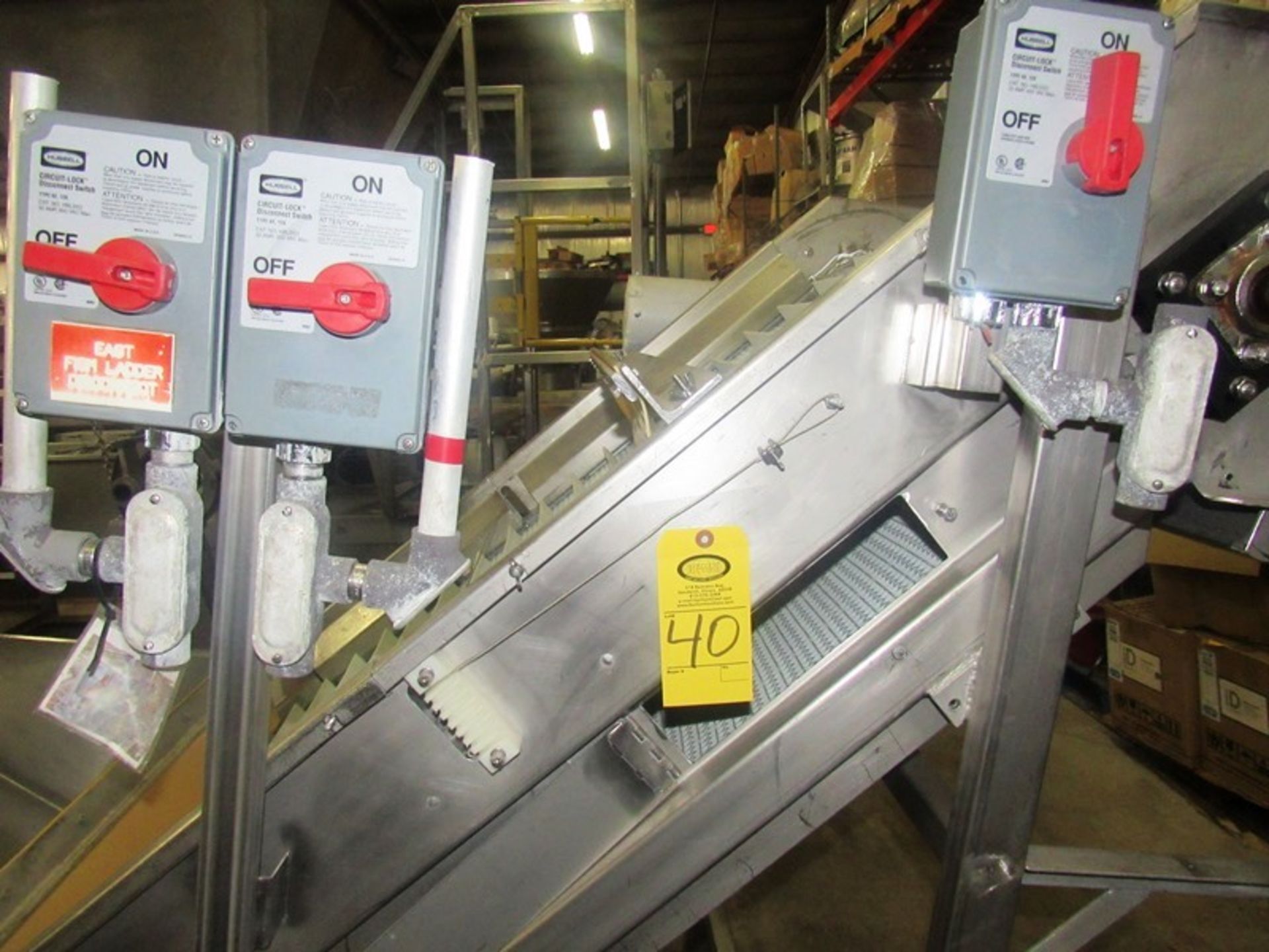 Stainless Steel Incline Conveyor, 39" W X 8' L flighted plastic belt, 1 1/2" high, flights spaced 3" - Image 6 of 6