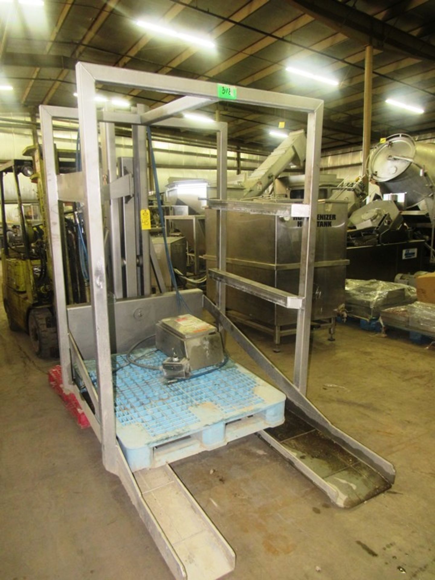 MTC Mdl. EP-800 Stainless Steel Vat Elevator/Tilter, Ser. #1317054, 800 Lb. capacity, 47" W X 8' L