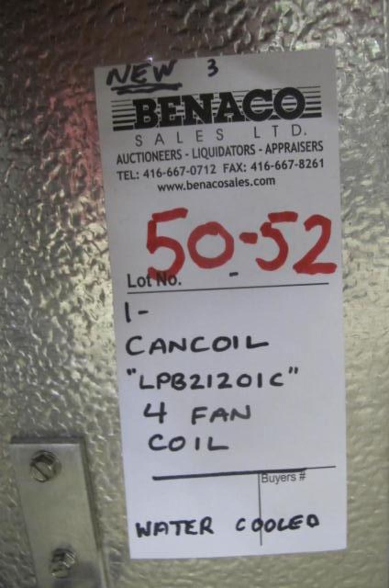 1X, NEW CANCOIL LPB21201C, 4 FAN COIL (WATER COOLED) - Image 5 of 5