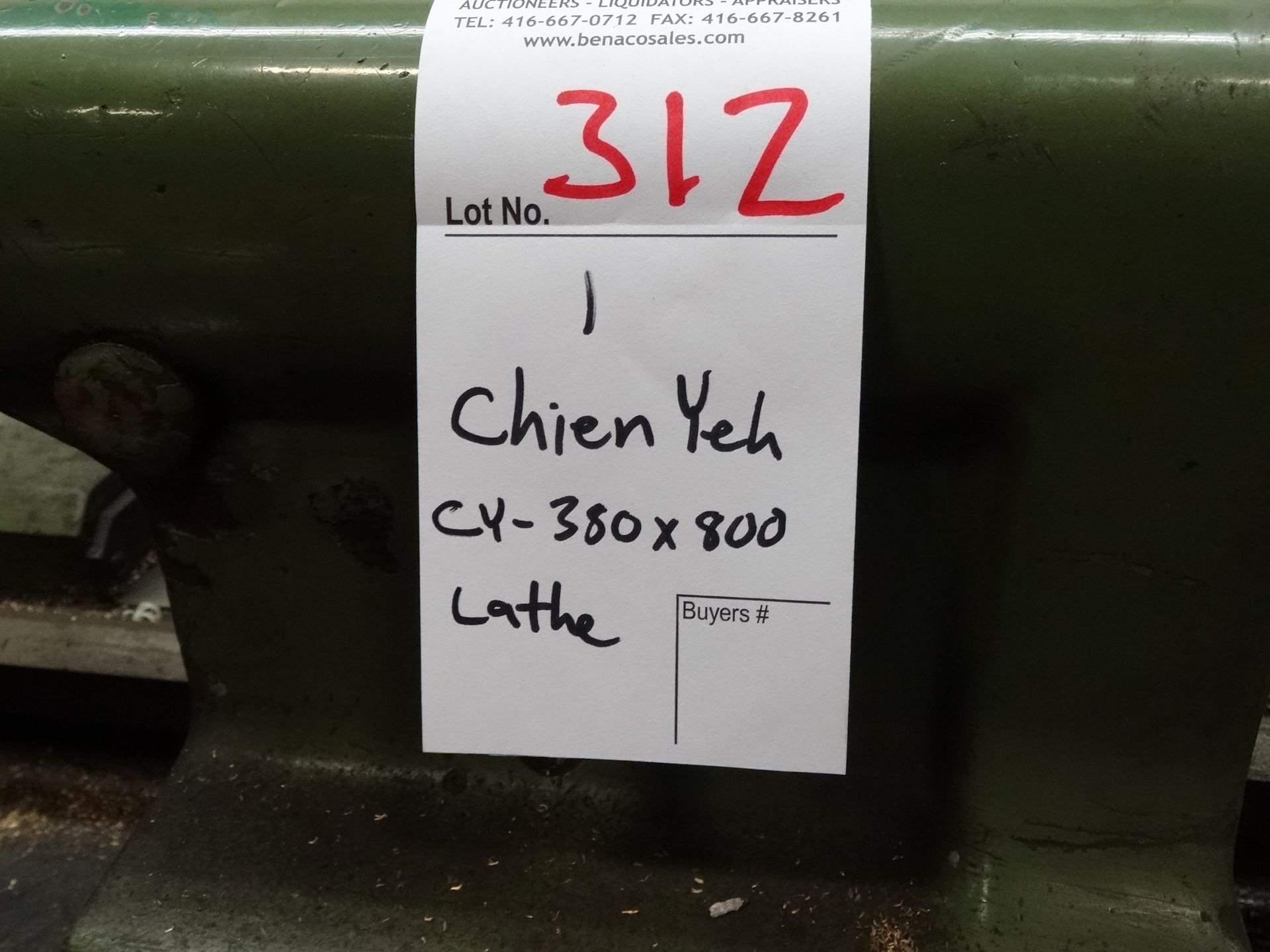 1X, CHIEN YEH, CY-380X800 LATHE (SEE SPECIAL NOTE) - Image 7 of 7