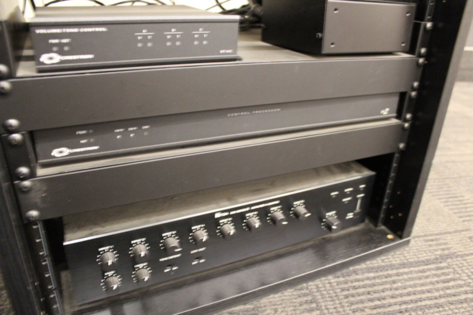 1 LOT, CRESTRON CP2, ST-VC, TOA900 AMP, TOSHIBA VHS/DICC, & CABINET ETC - Image 4 of 13