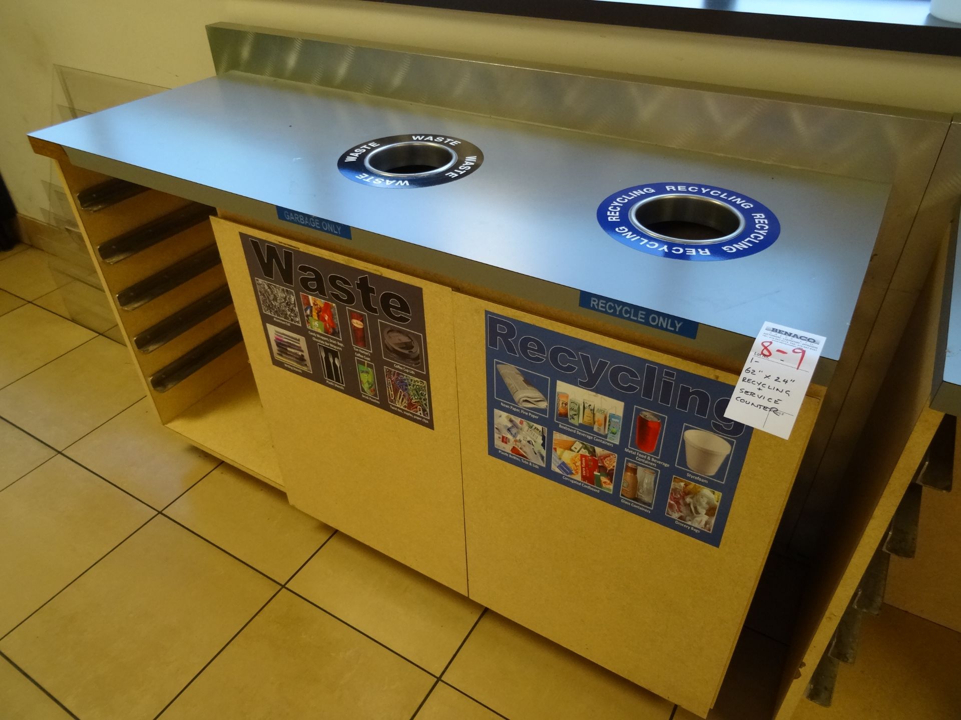 1X, 62" x 24" RECYCLING & SERVICE COUNTER