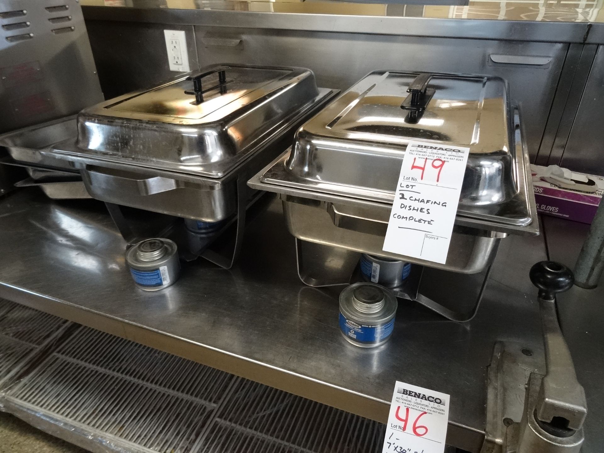 LOT, 2X S/S CHAFING DISHES W/ LIDS