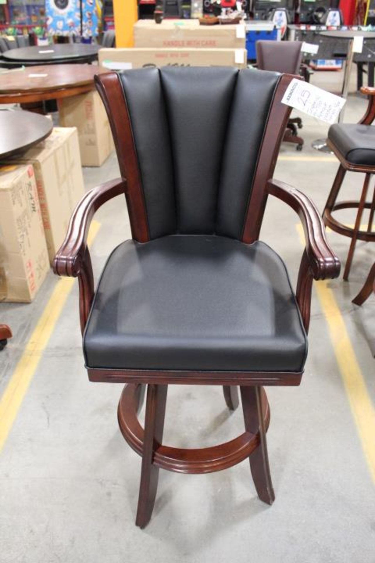 1X, IMPERIAL HI-TOP ANTIQUE WALNUT SWIVEL BAR STOOL