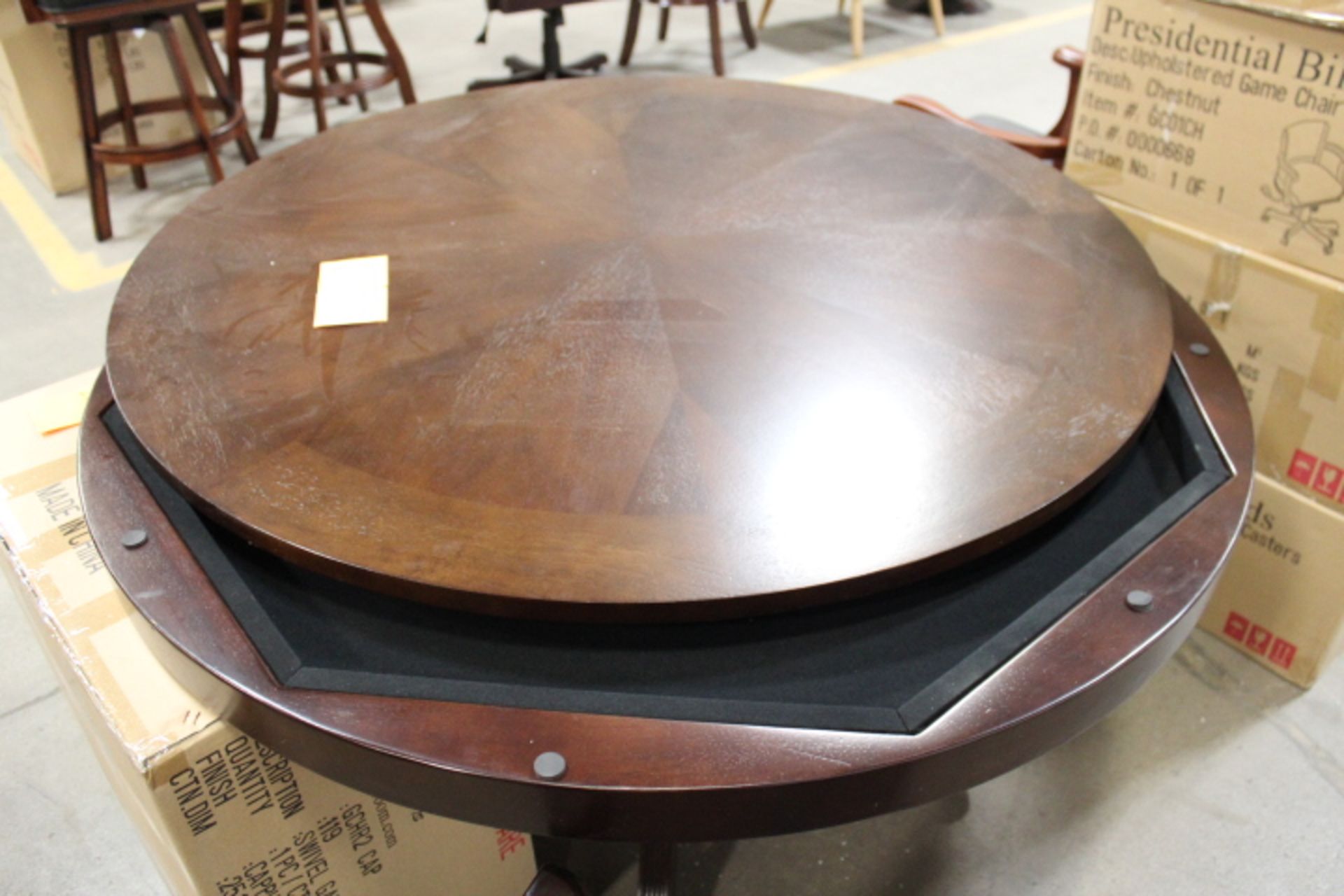 LOT, 4' D GAME TABLE W/ 4X RAM SWIVEL GAME CHAIRS (CAPPUCINO) - Image 7 of 9