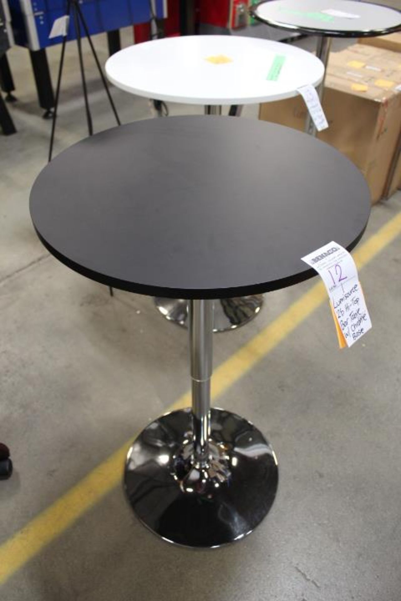 1X, LUMISOURCE 2'D, ADJ., HI-TOP BAR TABLE W/ CHROME BASE