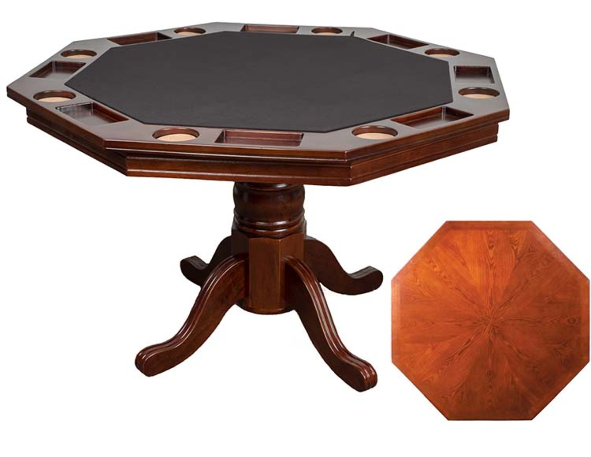 1X, 2-IN-1 MAHOGANY GAME TABLE W/ BASE