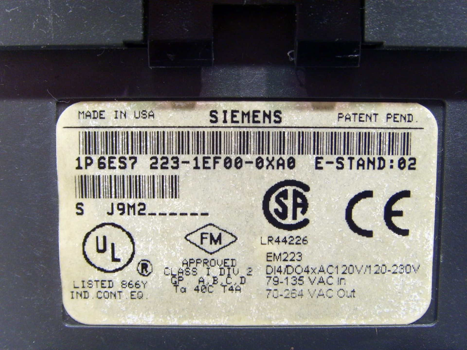SIEMENS 1P 6ES7 223-1EF00-0XA0 EM223 PLC MODULE - Image 3 of 3