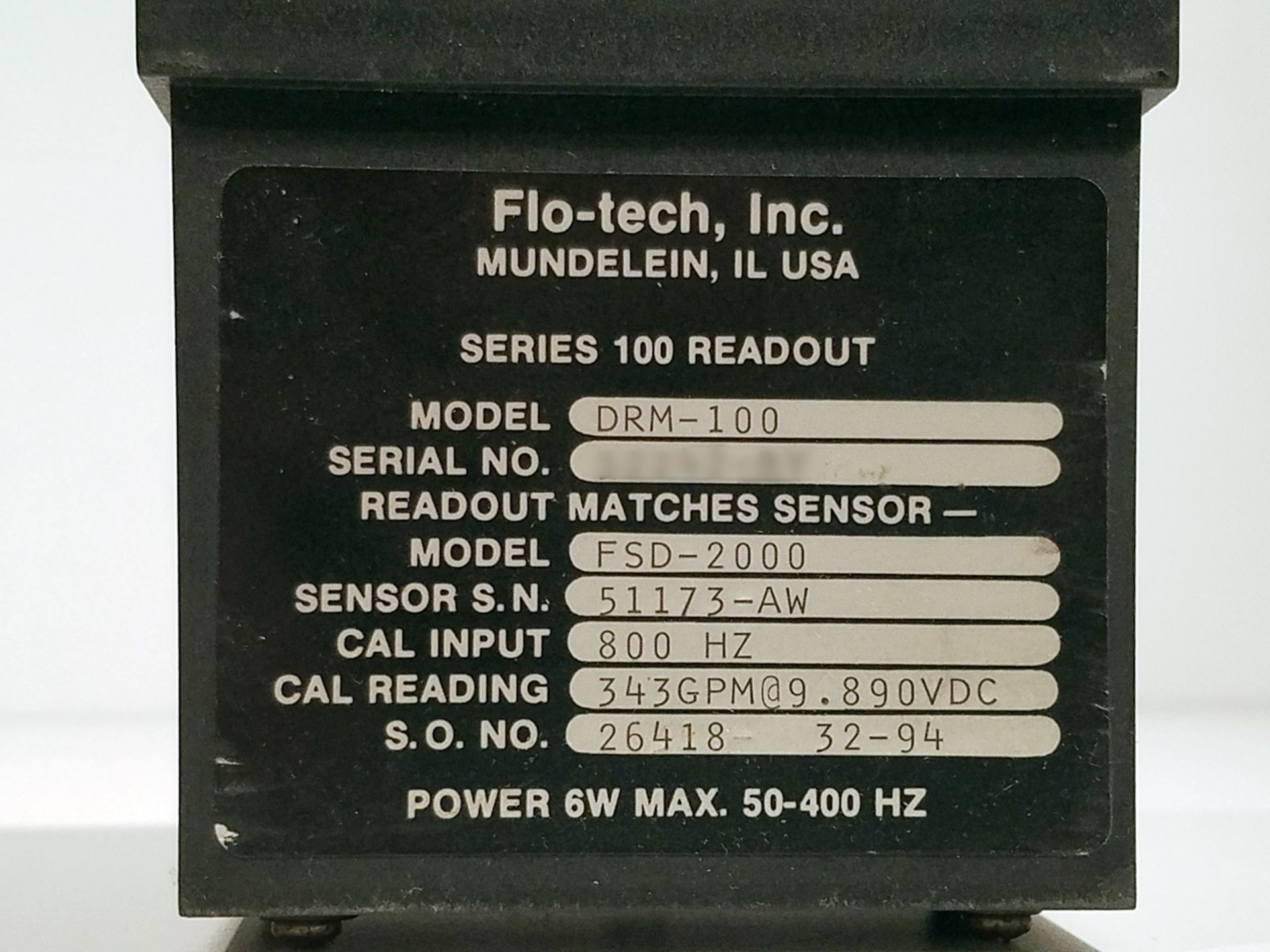 Flo-Tech DRM100 Flow Meter Readout FSD-2000 Sensor - Image 3 of 3