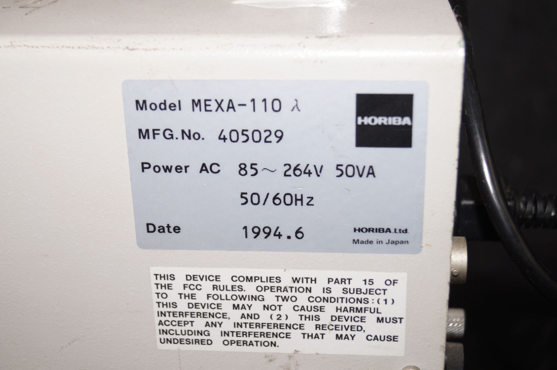 HORIBA AFR ANALYZER MODEL MEXA-110 MFG NO 405029 - Image 2 of 3