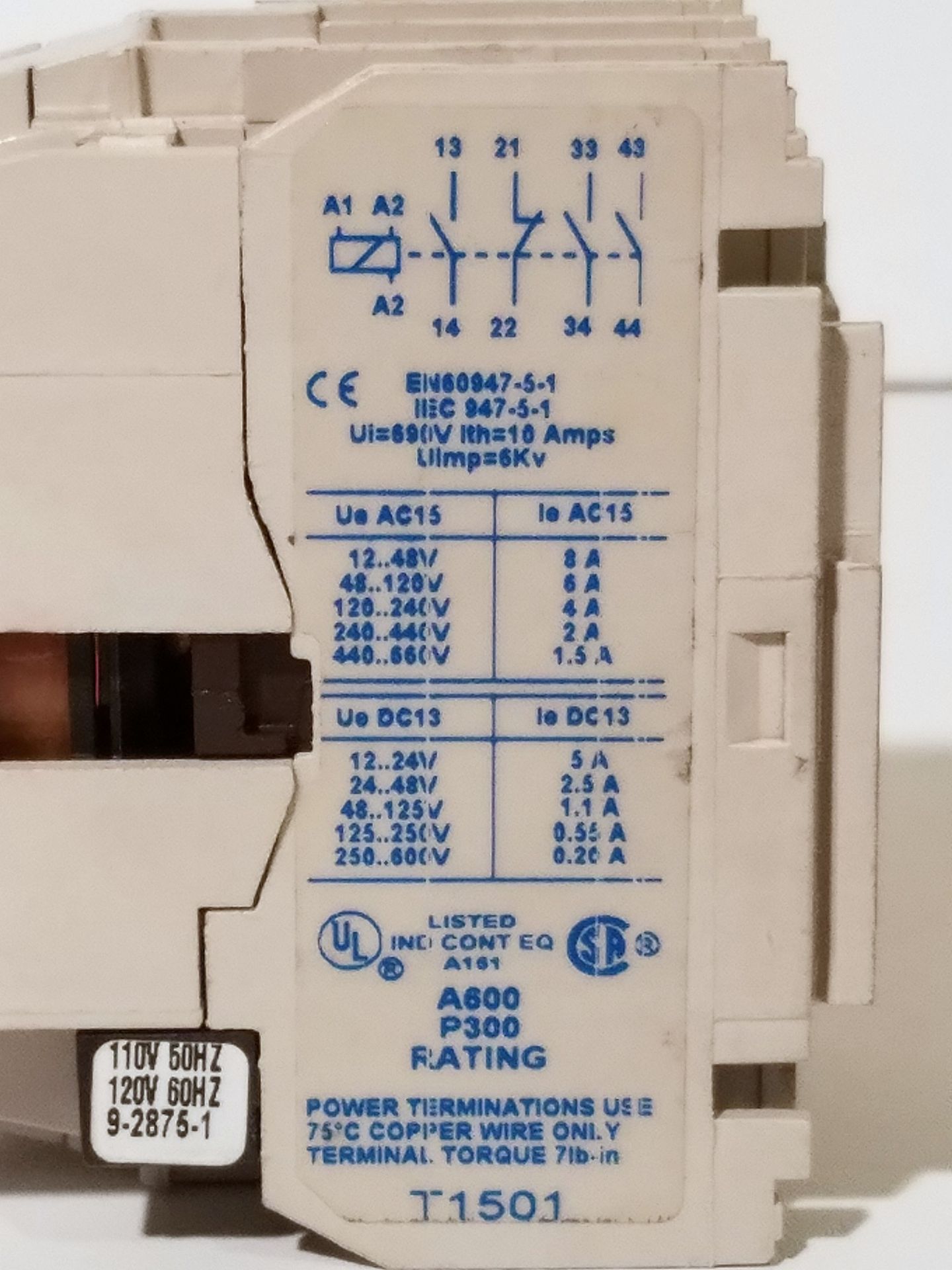 Cutler-Hammer D15CR31E AC Relay 4-Pole - Image 3 of 3