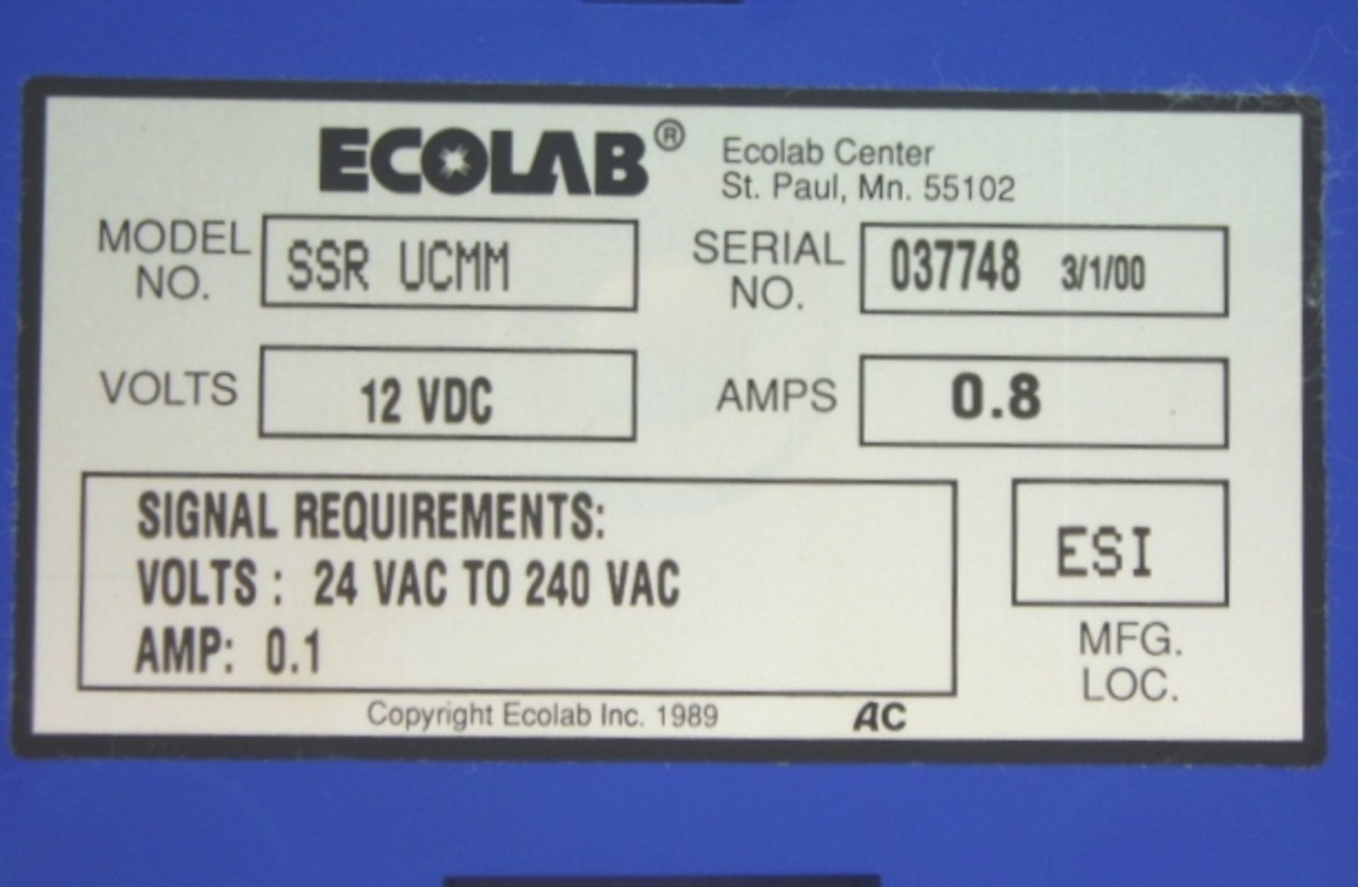 ECOLAB 9258-3905 SSR UCMM Control Module - Image 4 of 6