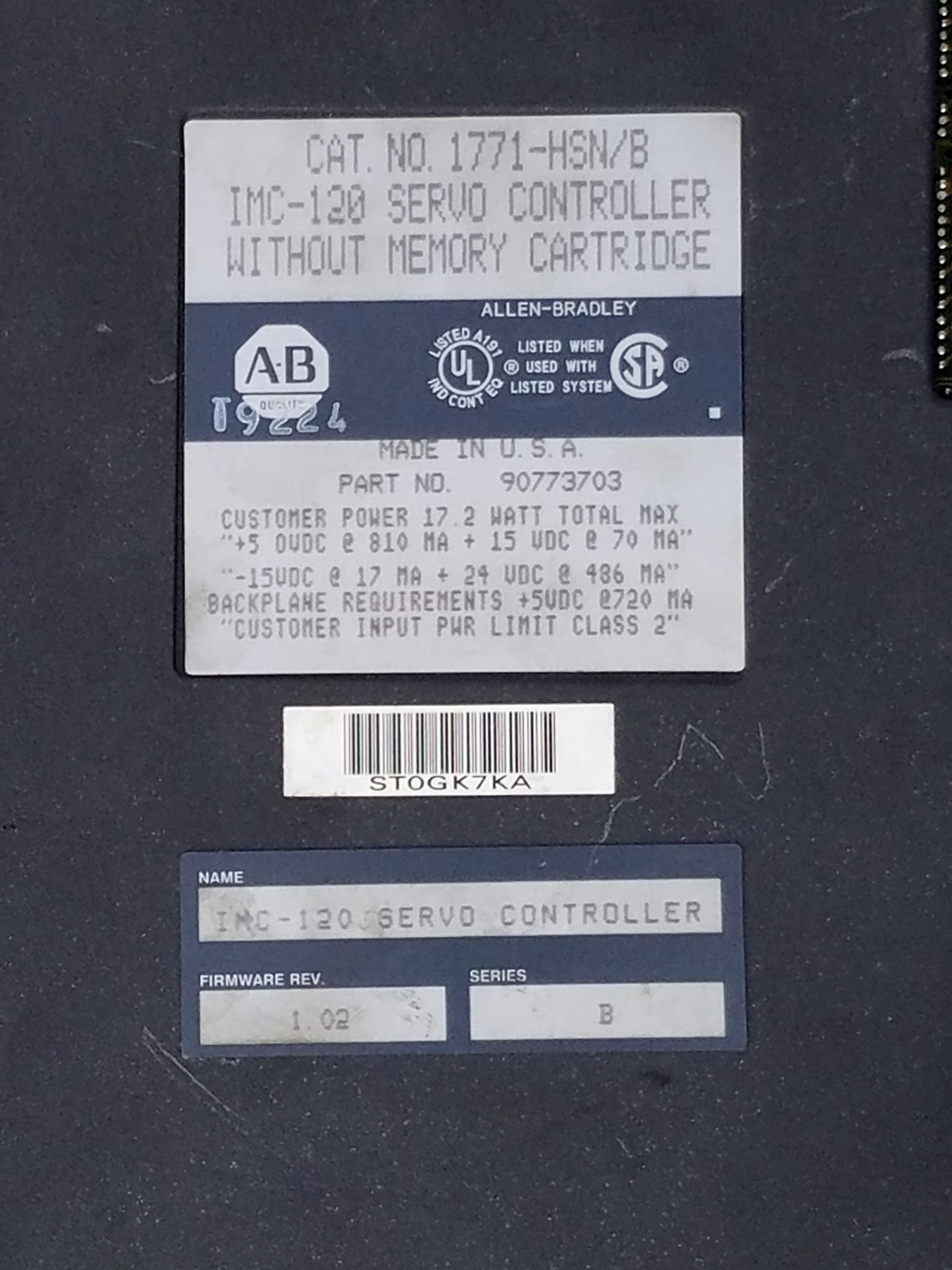 Allen Bradley 1771-HSN/B IMC-120 Servo Controller - Image 3 of 3