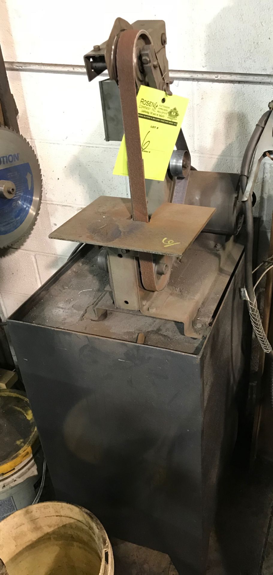 Dayton 1 inch belt sander, mounted on cabinet, cabinet included - Image 2 of 7