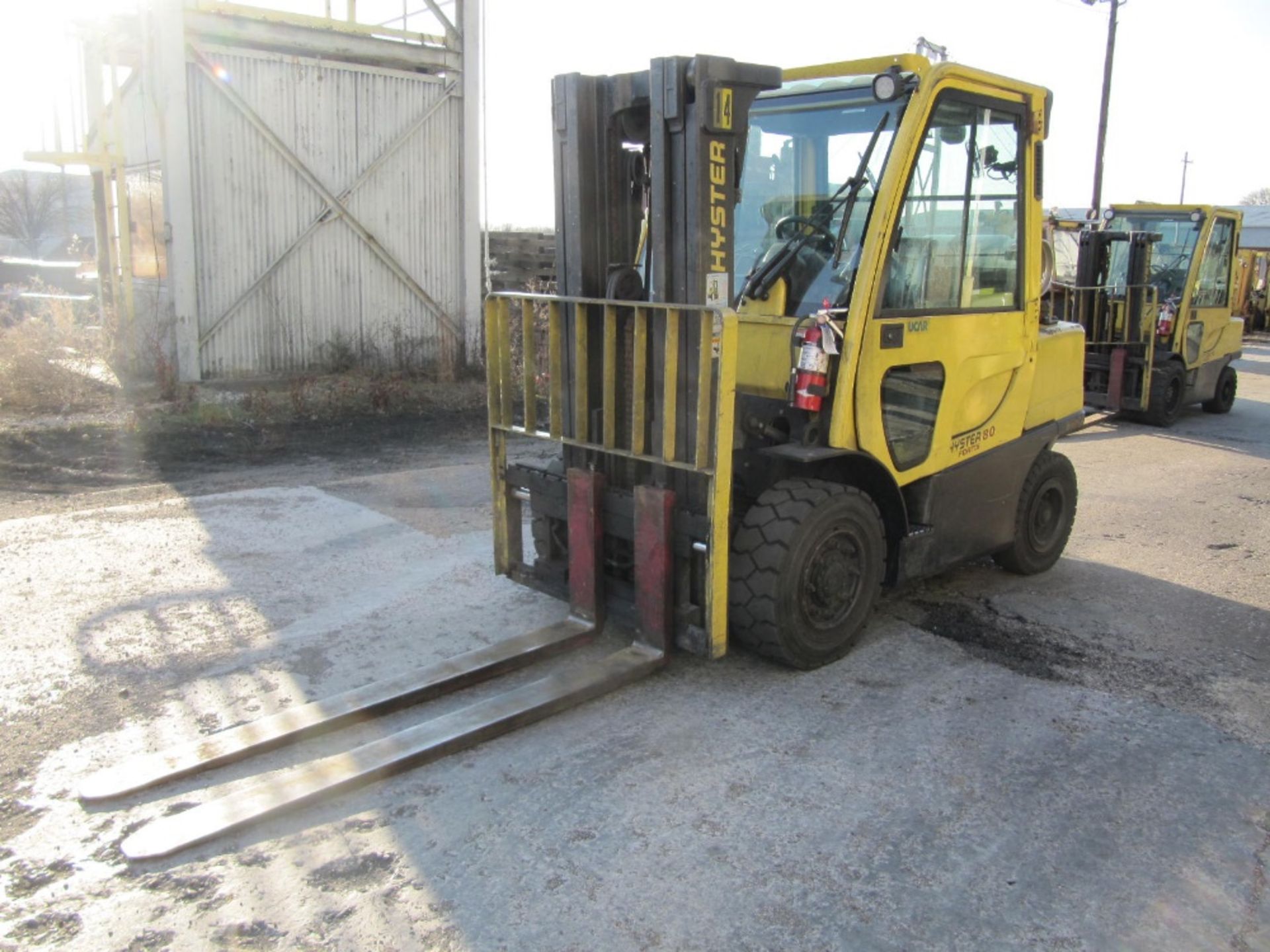 2010 Hyster H80FT Forklift, 4025 hrs. indicated, 7550 lb. cap., 173" mast ht., 3 stage, LPG,
