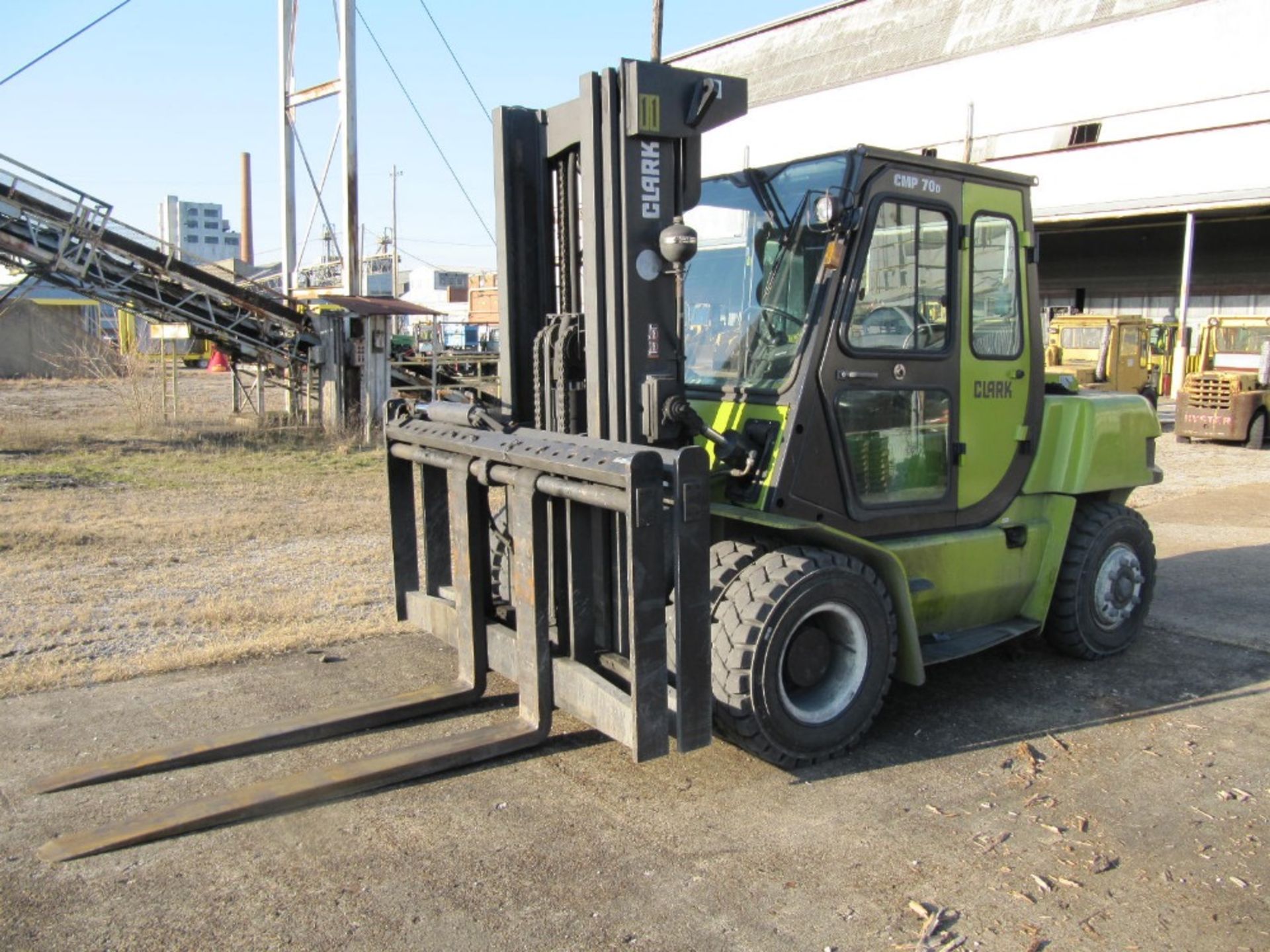 Clark CMP70D Forklift, 1674 hrs. indicated, 12,000 lb. cap., 177" mast, 2 stage, diesel engine,