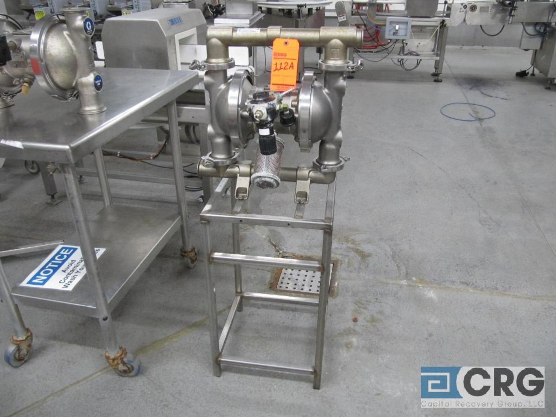 lot including (2) Graco double diaphragm pumps, stainless, pneumatic, 1 3/4" X 1 3/4