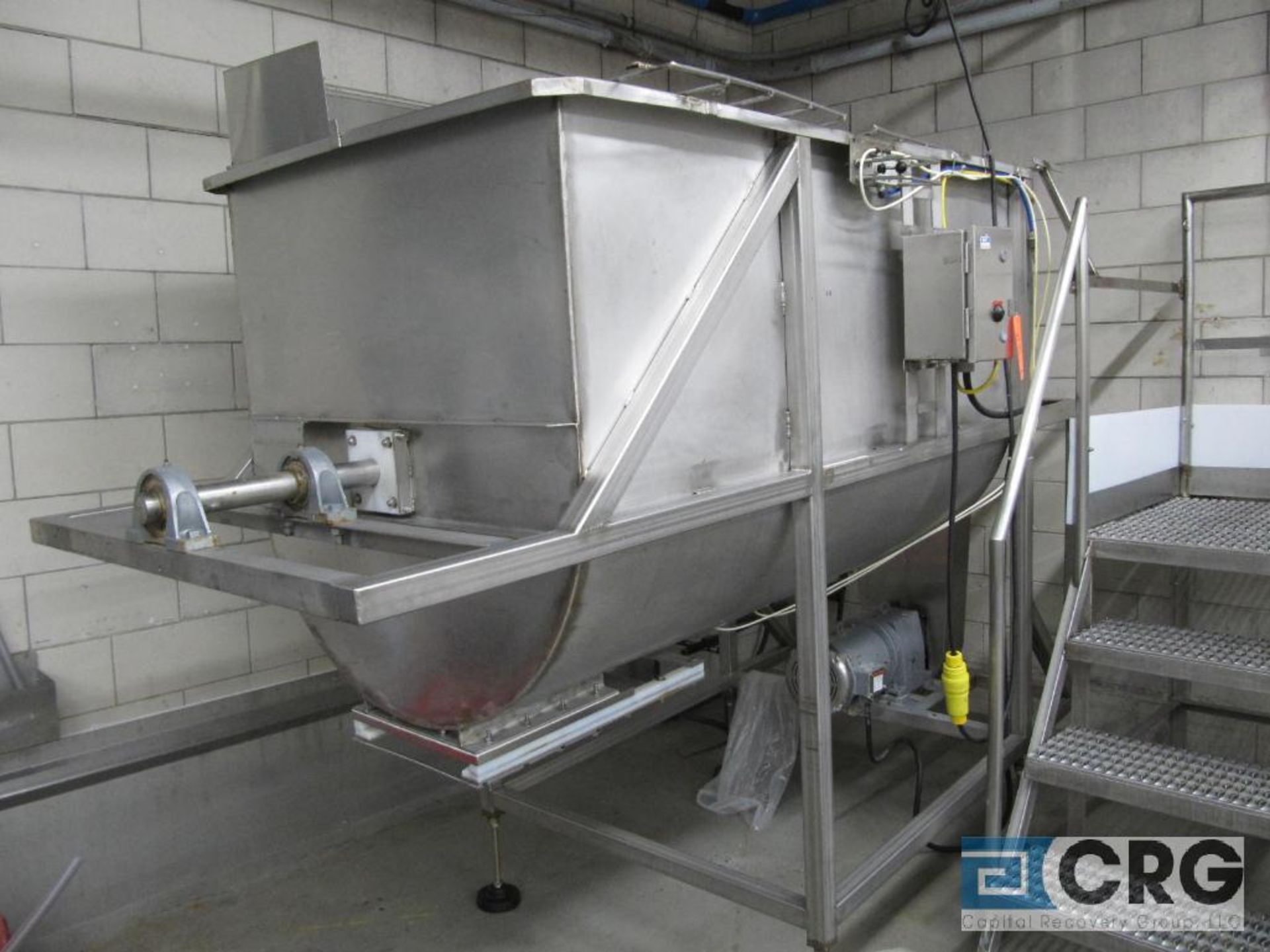 Horizontal paddle mixer, single shaft, stainless, 6' X 42" X 45" D