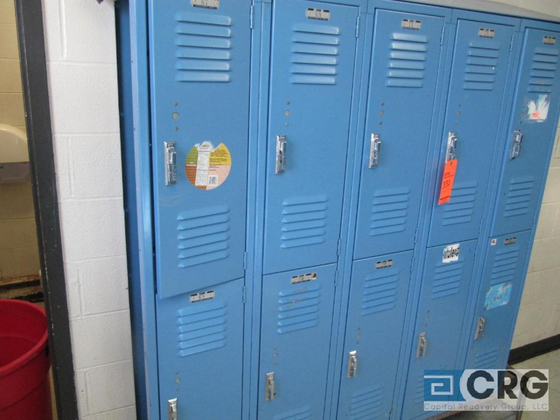 Lot of lockers with (42) total, bench and garment rack - Image 3 of 3