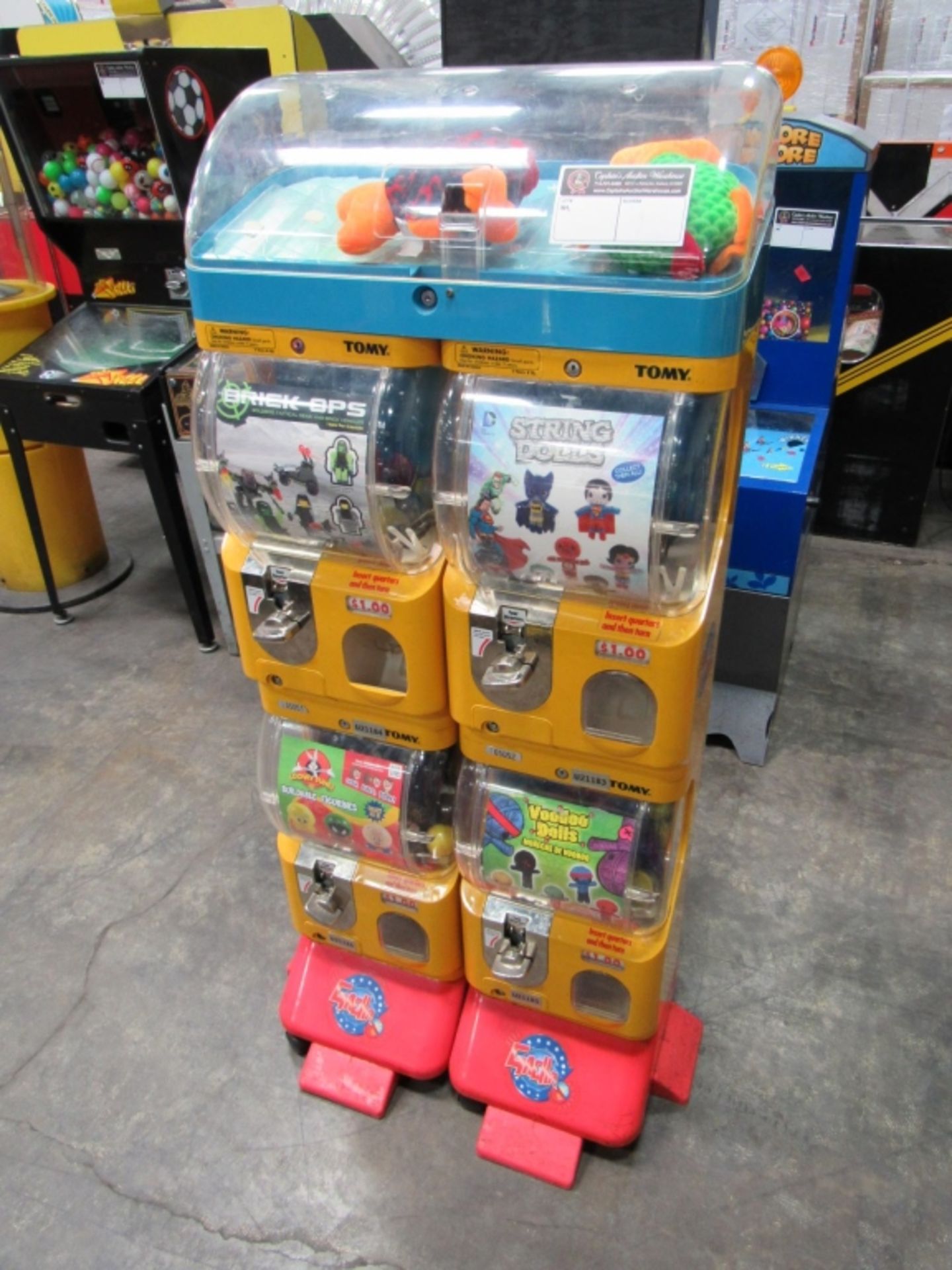 TOMY GACHA DUAL COLUMN CAPSULE VENDING RACK Item is in used condition. Evidence of wear and