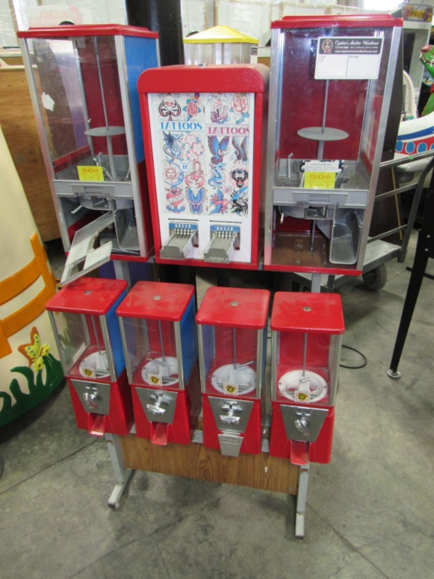 7 HEAD COMBO CANDY STICKER CAPSULE RACK CA Item is in used condition. Evidence of wear and