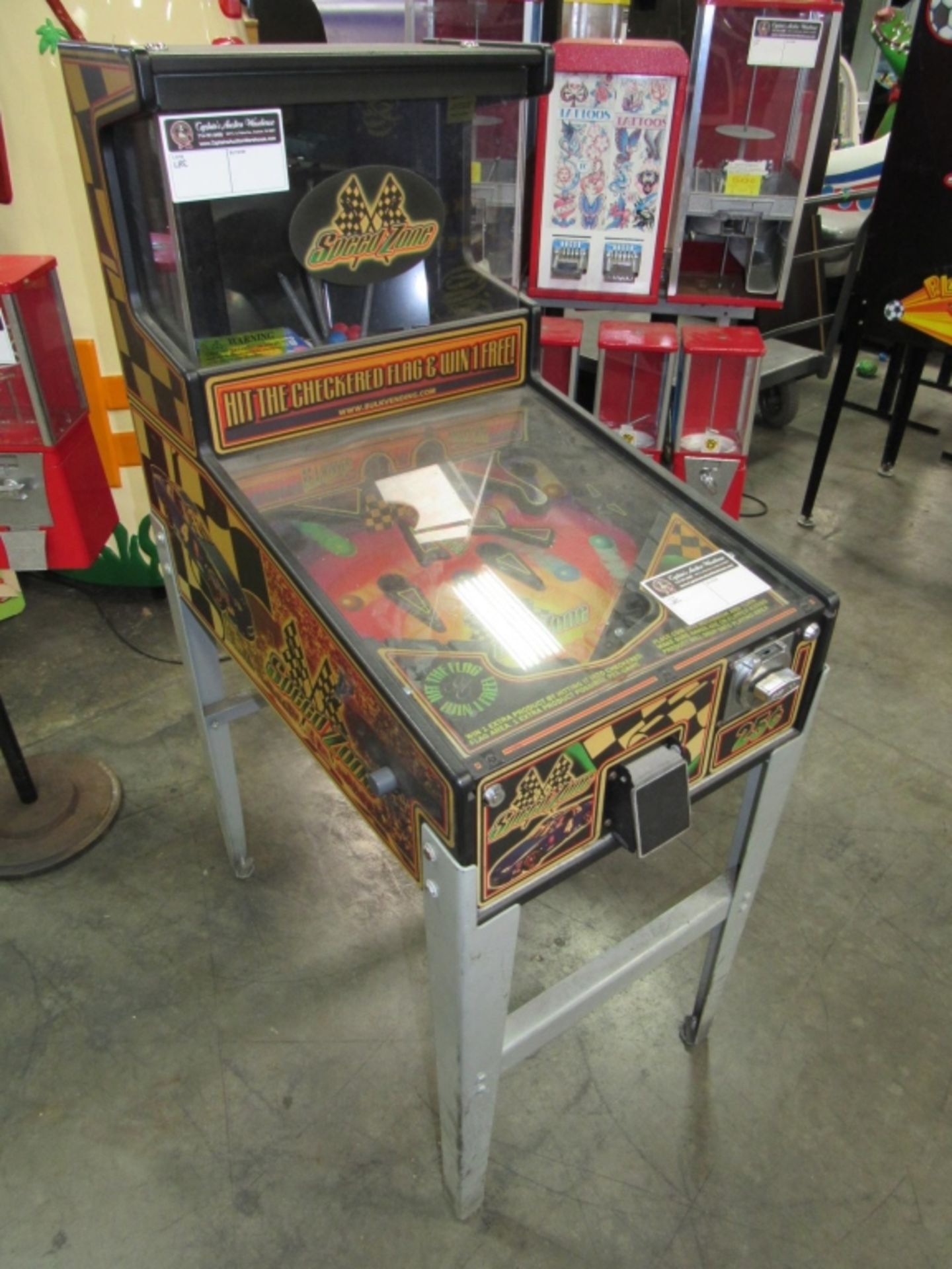 SPEED ZONE PINBALL GUMBALL GAME MACHINE Item is in used condition. Evidence of wear and commercial