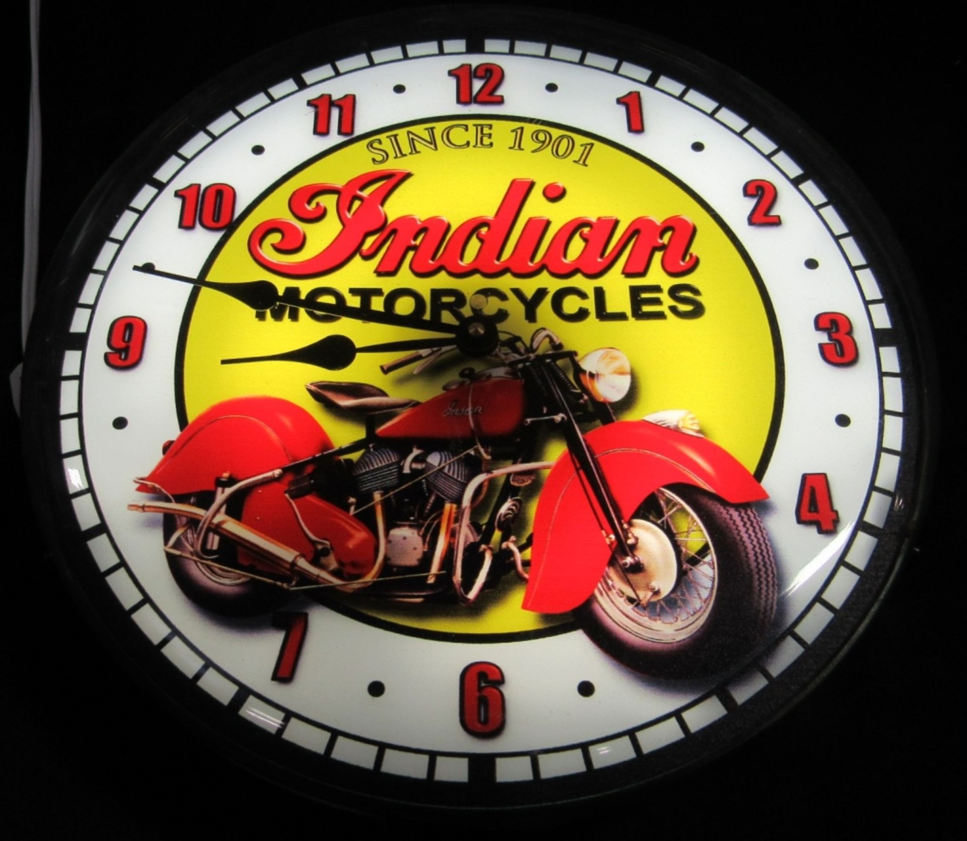 INDIAN MOTORCYCLES LIGHTED WALL CLOCK