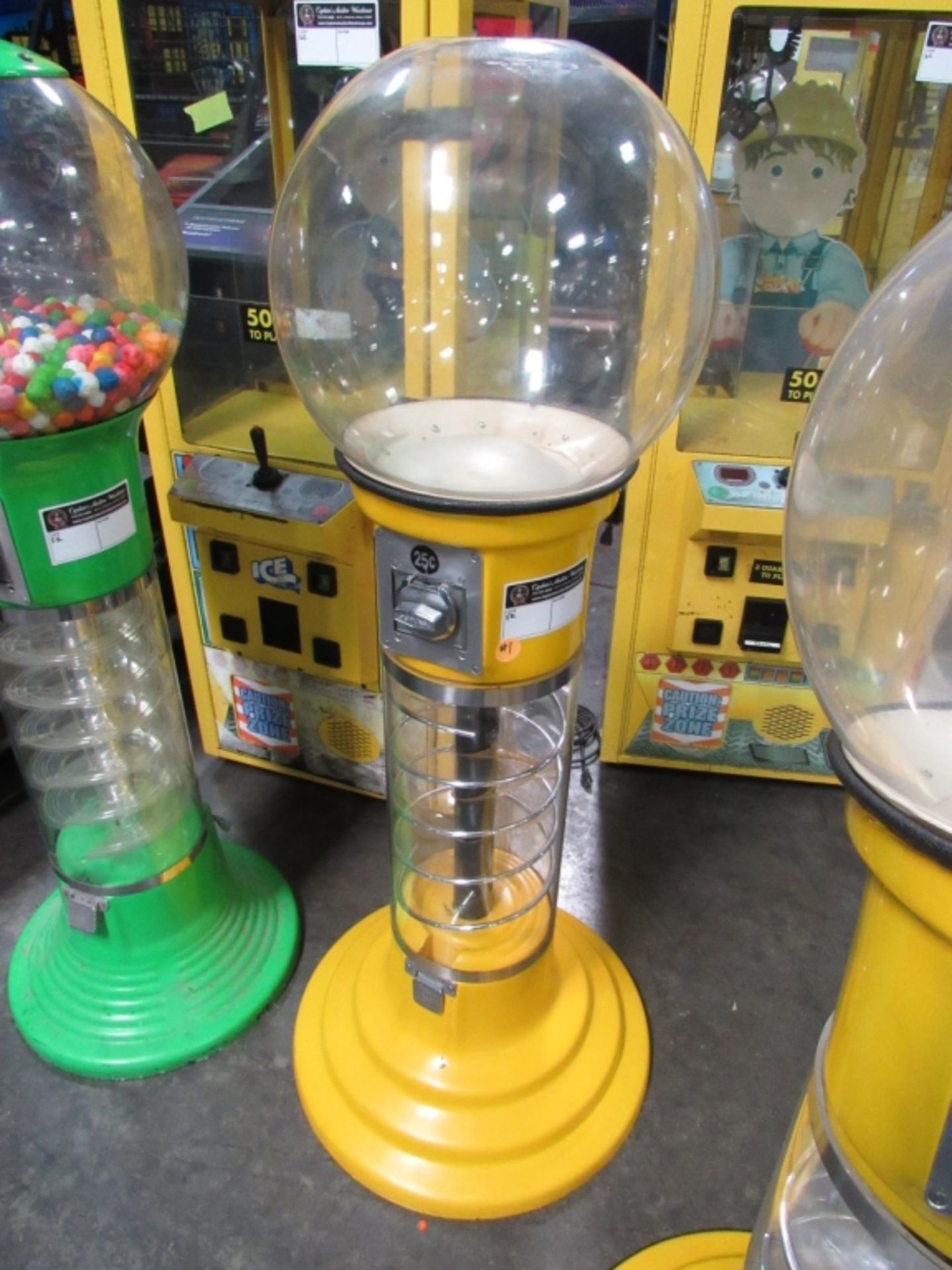 SPIRAL GLOBE GUMBALL VENDING MACHINE YELLOW #1