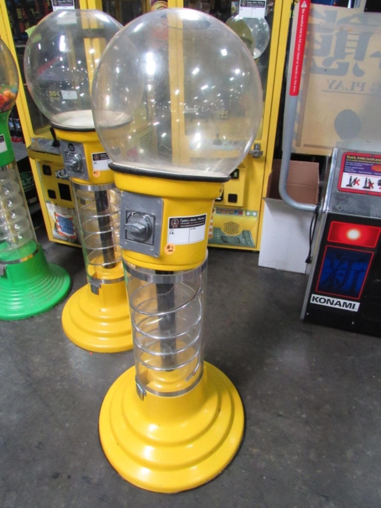 SPIRAL GLOBE GUMBALL VENDING MACHINE YELLOW #2