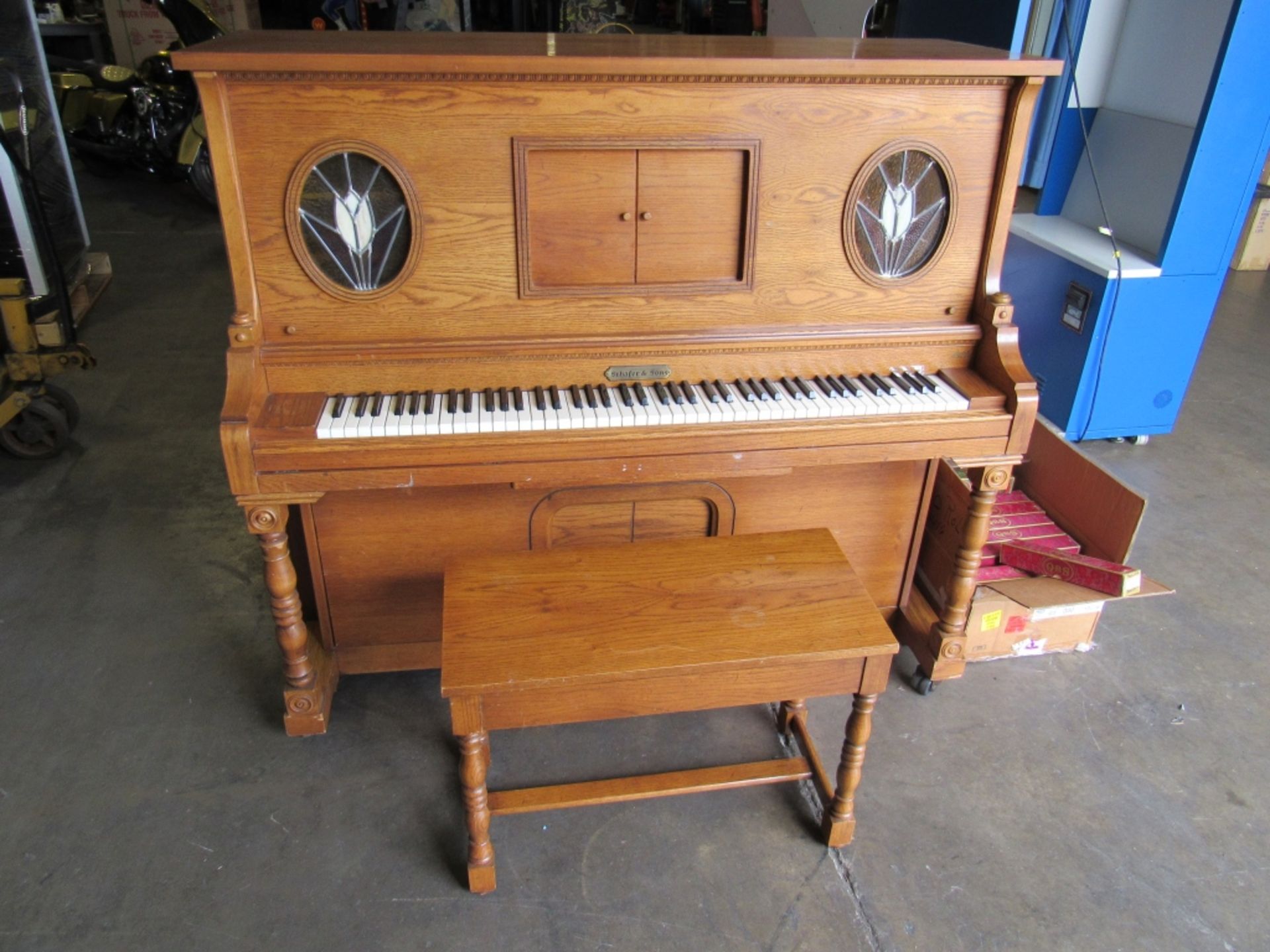 SCHAFER & SONS PLAYER PIANO W/ MUSIC L@@K!!! - Image 5 of 10