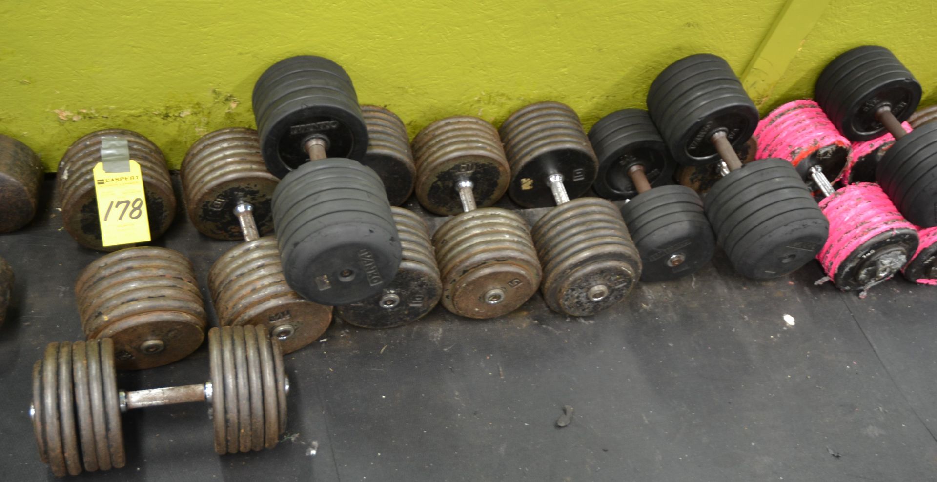 RUBBER & STEEL DUMBBELLS 65-155 LBS