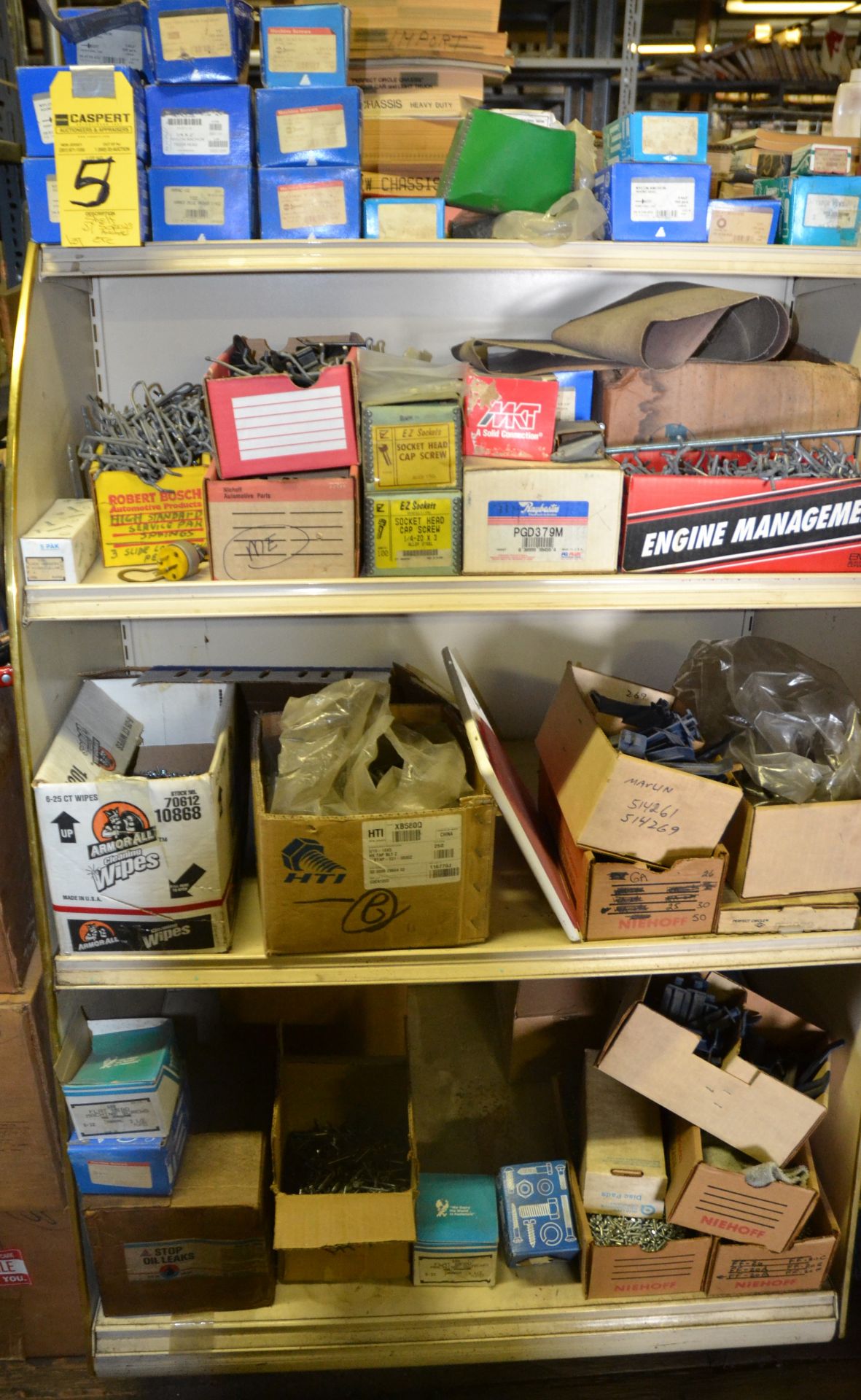 LOT - HARDWARE (NUTS & BOLTS)ON SHELF & FLOOR