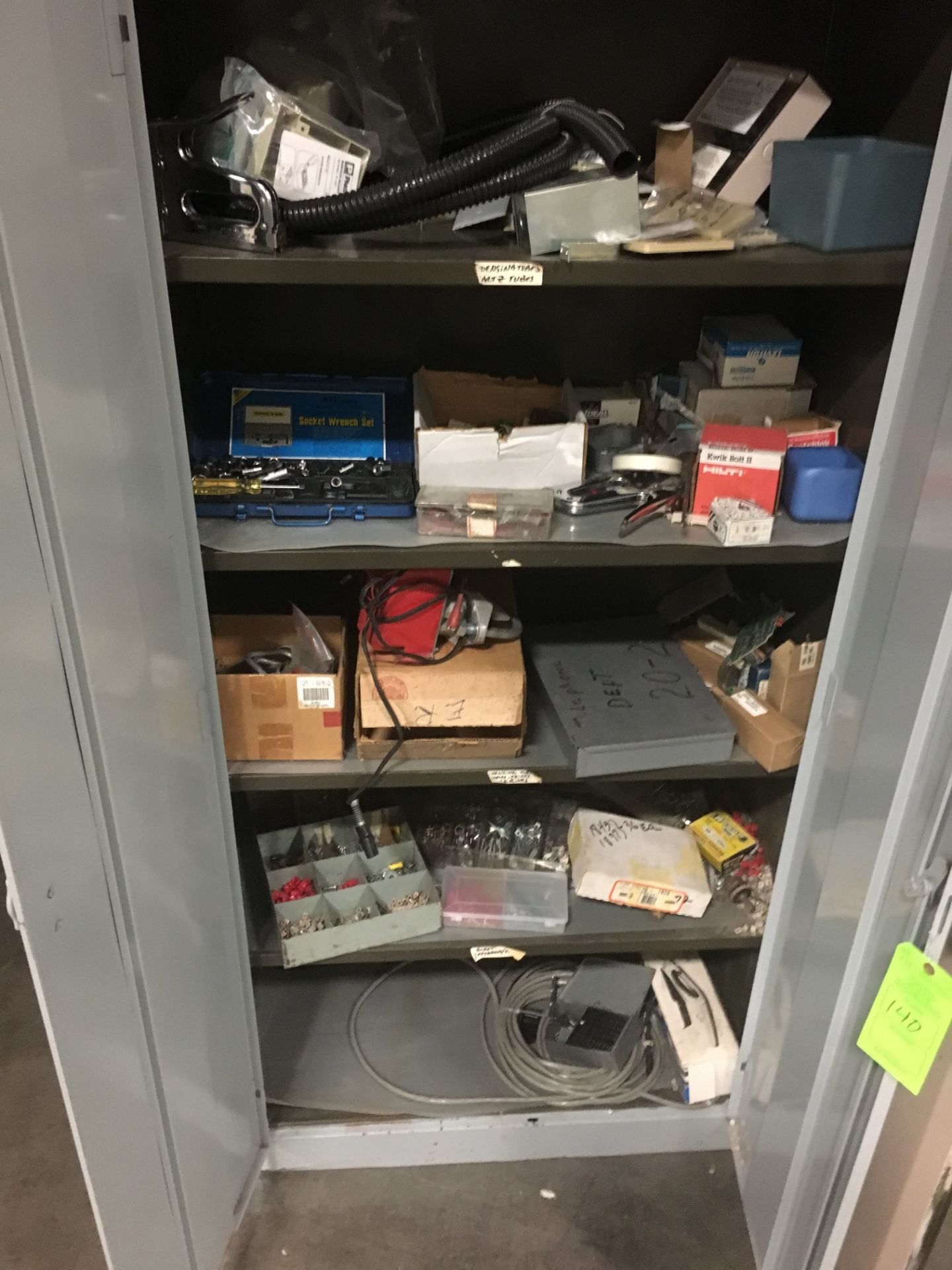 (2) STEEL CABINETS & CONTENTS INCLUDING: ELECTRICAL CONNECTORS; TOOLS; PHONES; HARDWARE & MORE( - Image 2 of 4