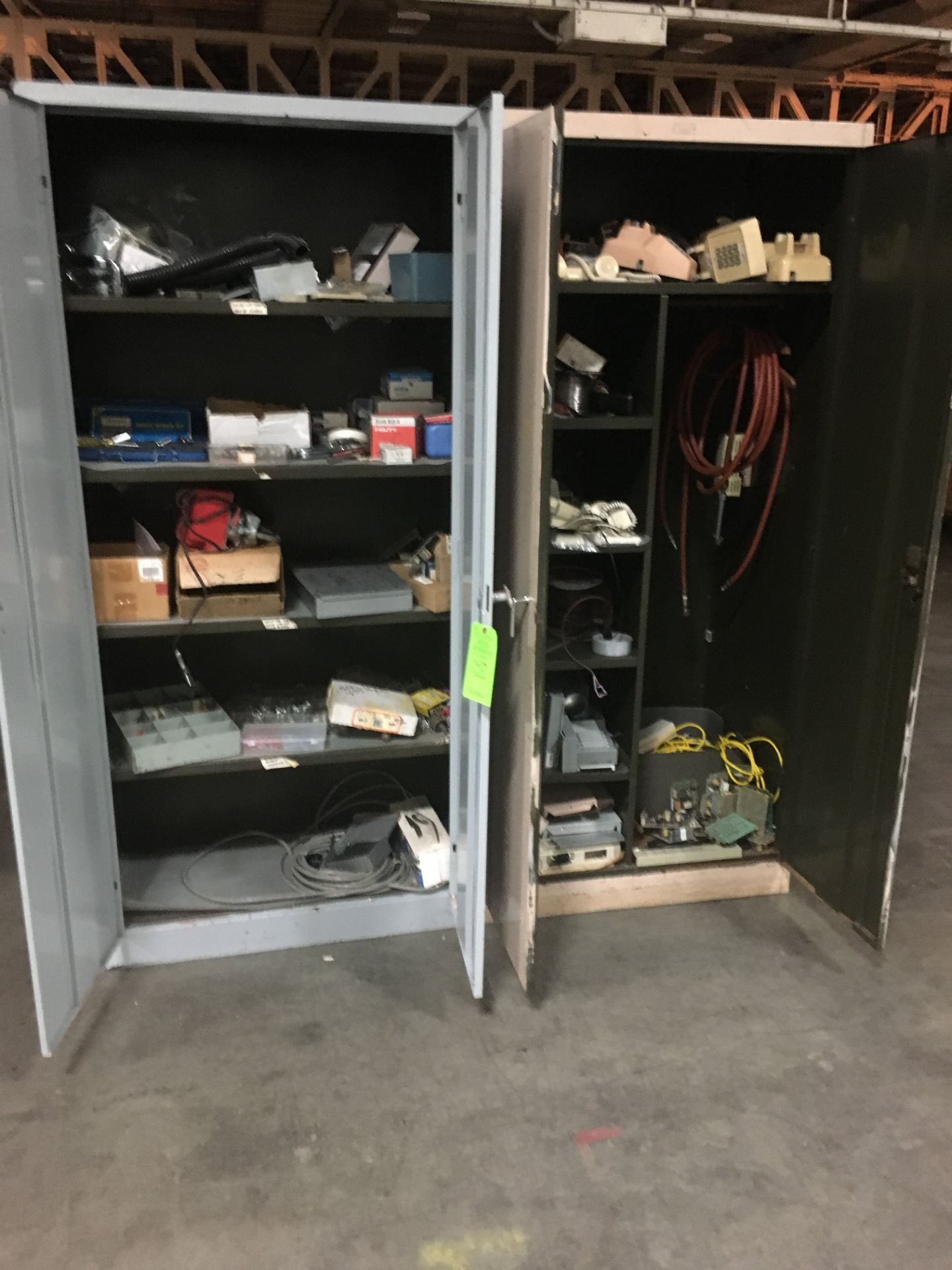 (2) STEEL CABINETS & CONTENTS INCLUDING: ELECTRICAL CONNECTORS; TOOLS; PHONES; HARDWARE & MORE( - Image 4 of 4