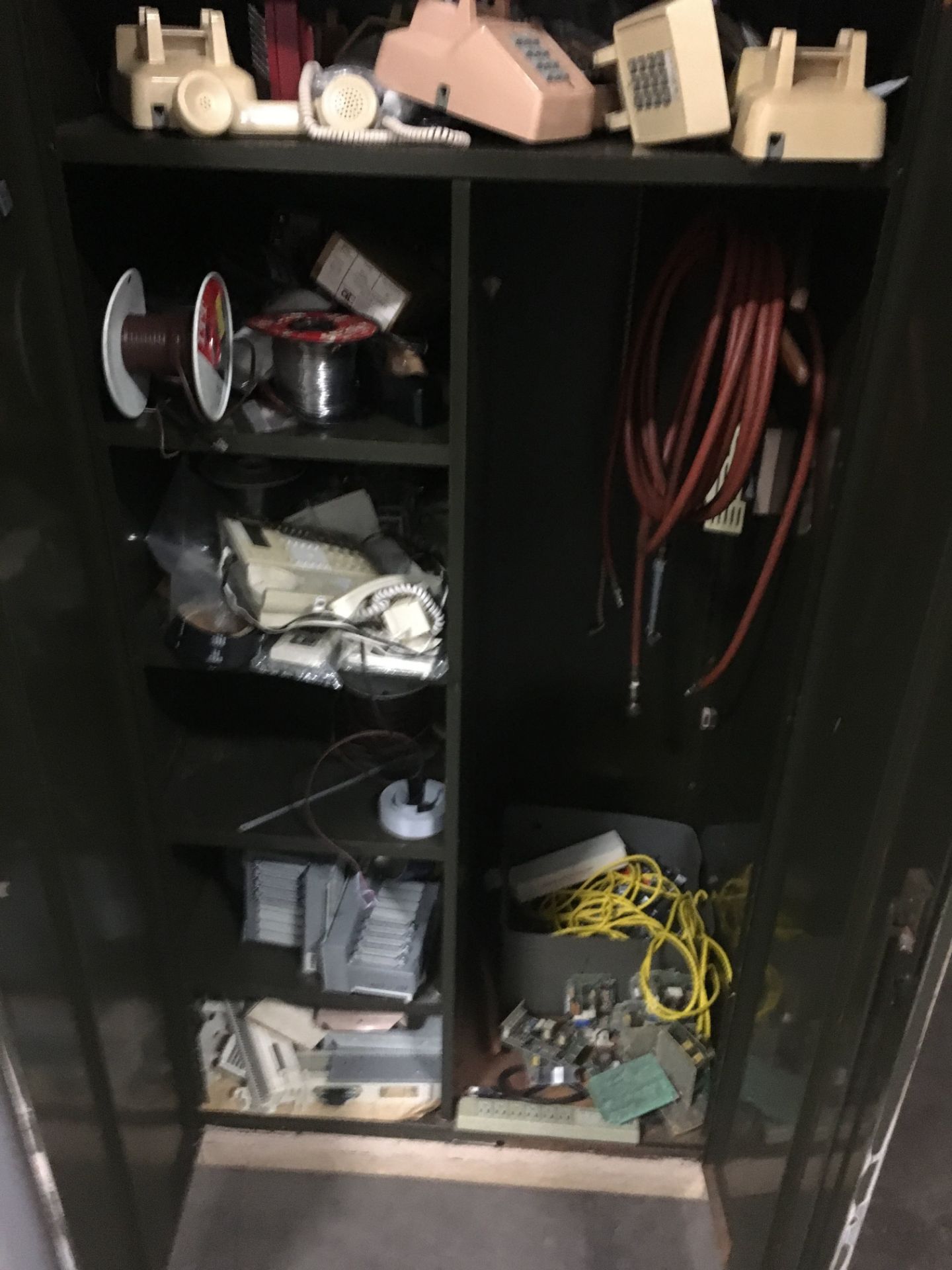 (2) STEEL CABINETS & CONTENTS INCLUDING: ELECTRICAL CONNECTORS; TOOLS; PHONES; HARDWARE & MORE( - Image 3 of 4