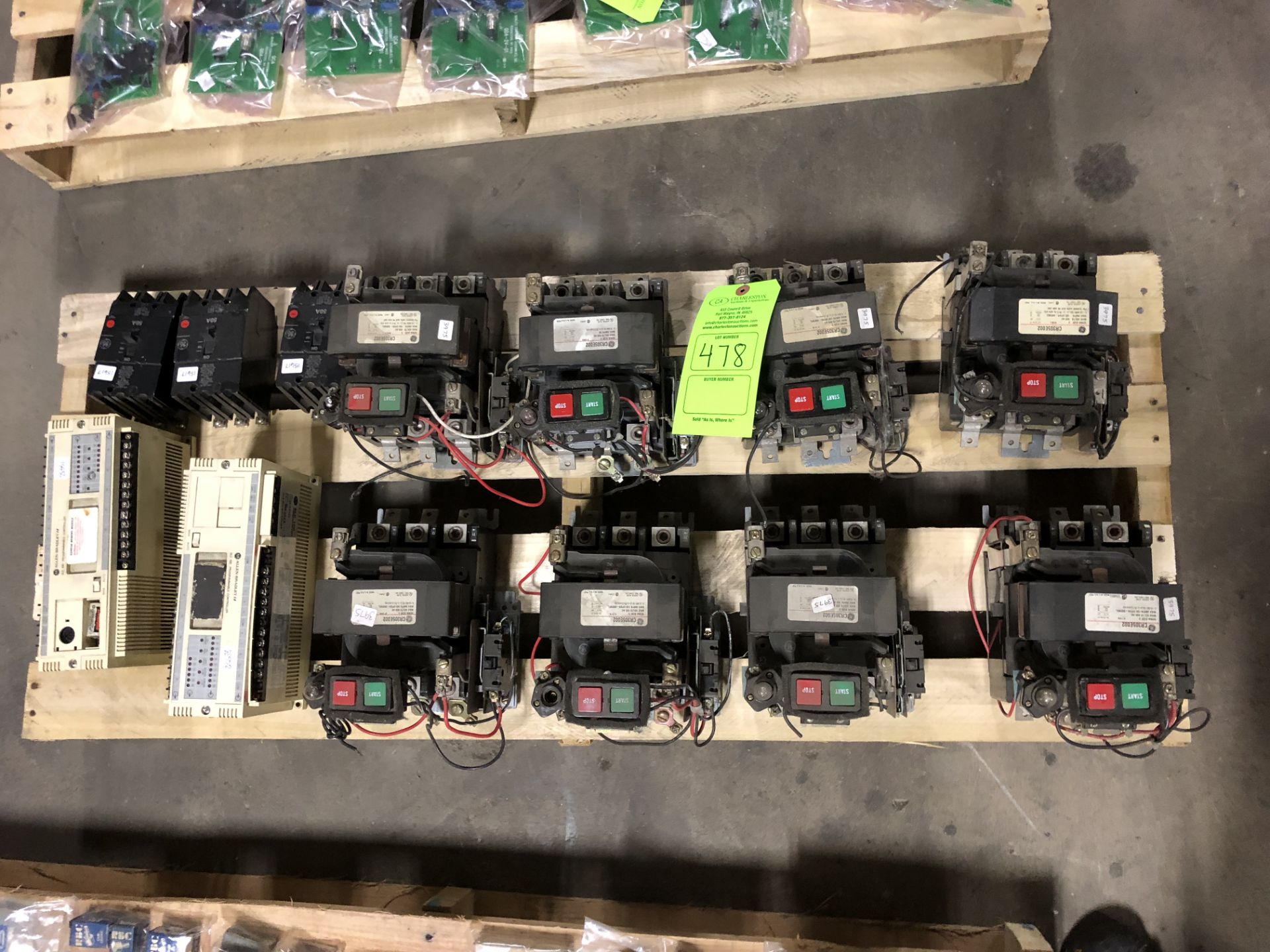 ASSORTED GE CONTACTORS MOTOR STARTERS SIZE 3 CR305E002 (2) A-B PROGRAMMABLE CONTROLLER SLC-100
