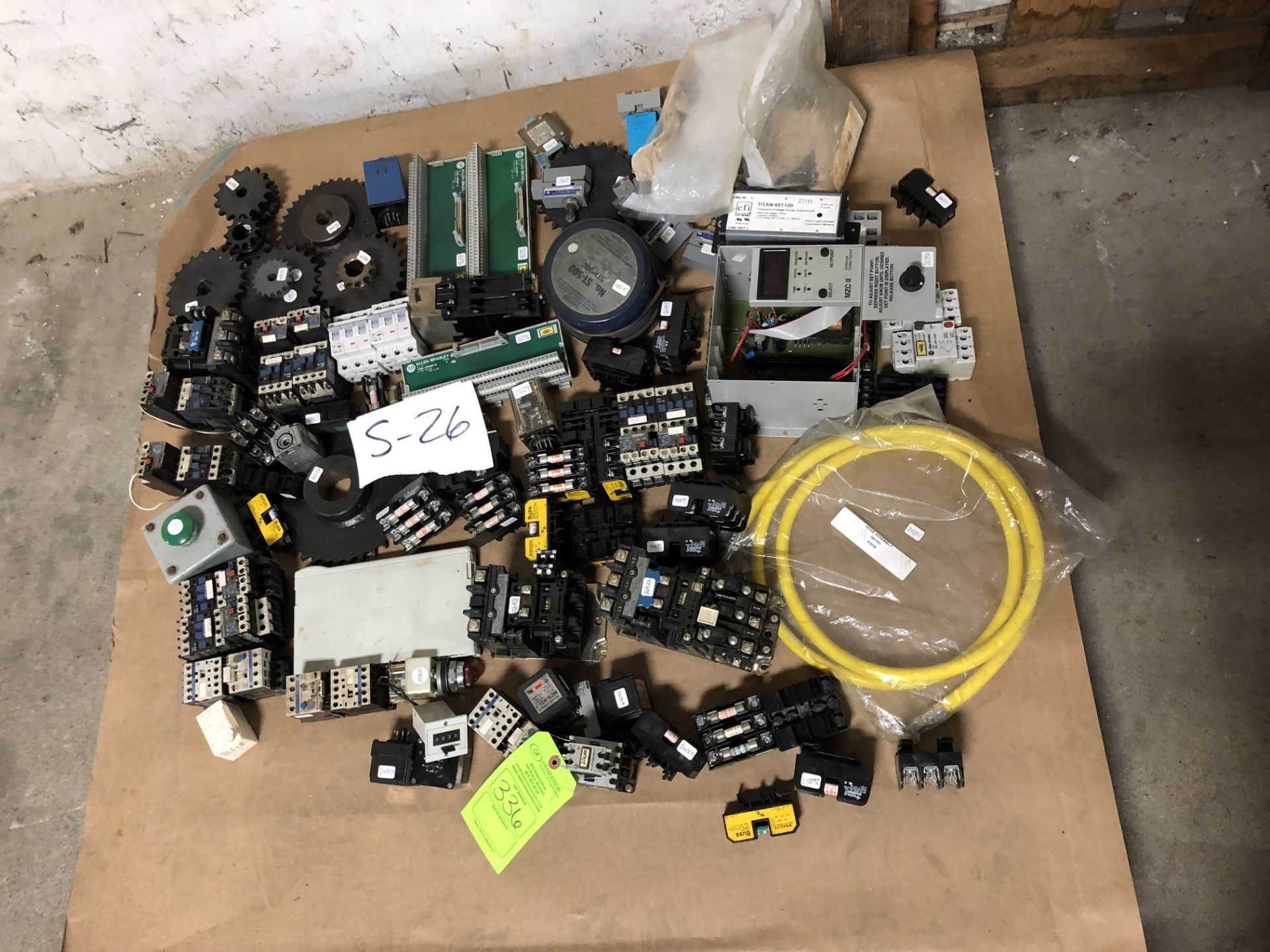 ASSORTED CONTACTORS FUSE HOLDERS; RELAYS; BREAKERS; SPROCKETS; HOSE ASSEMBLY